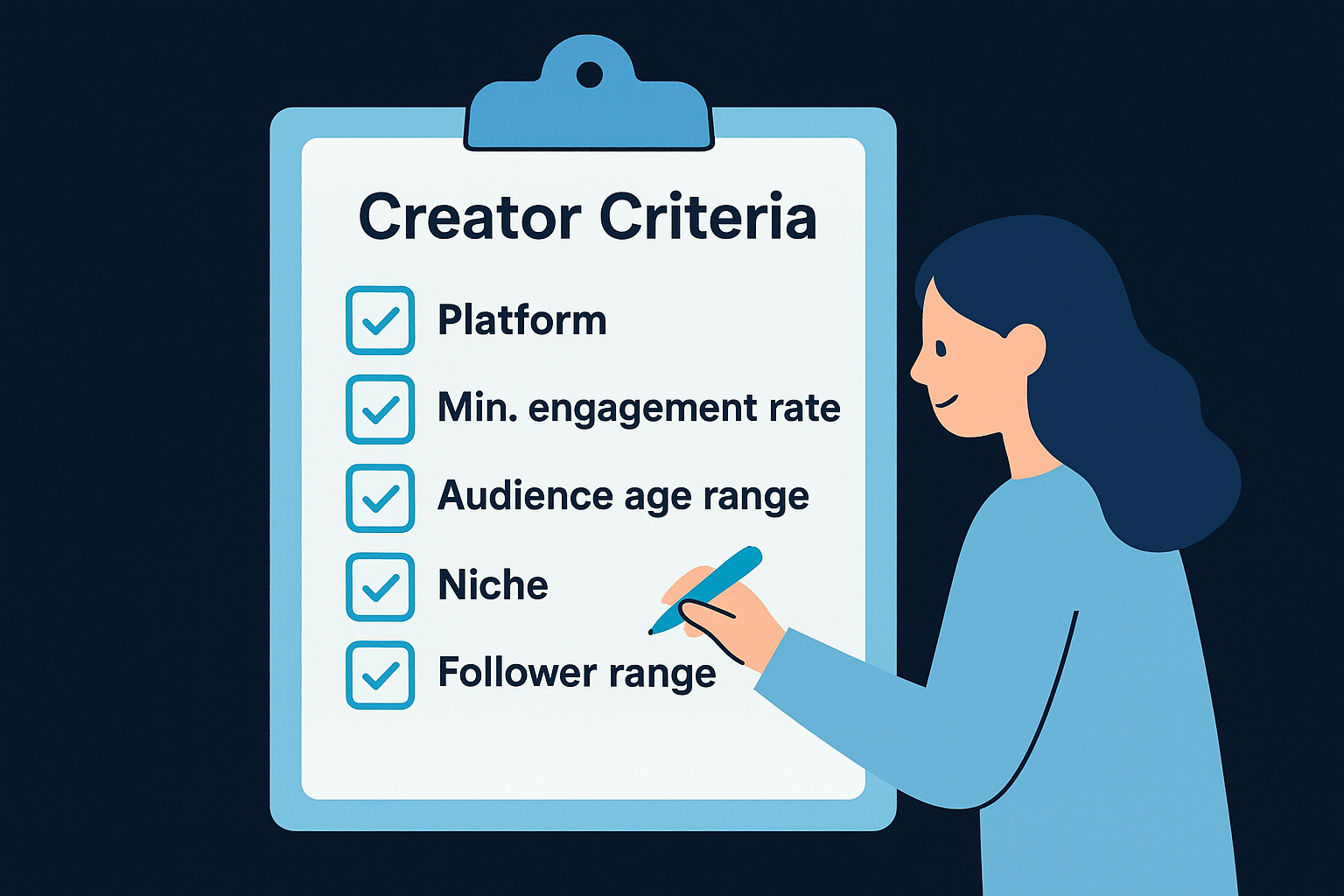 Write your creator criteria checklist