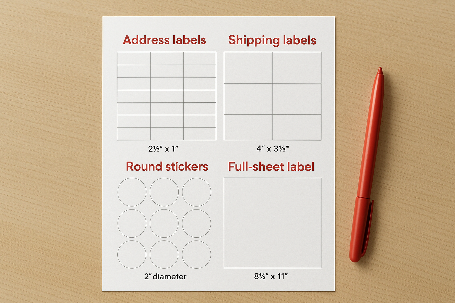 Standard sheet formats