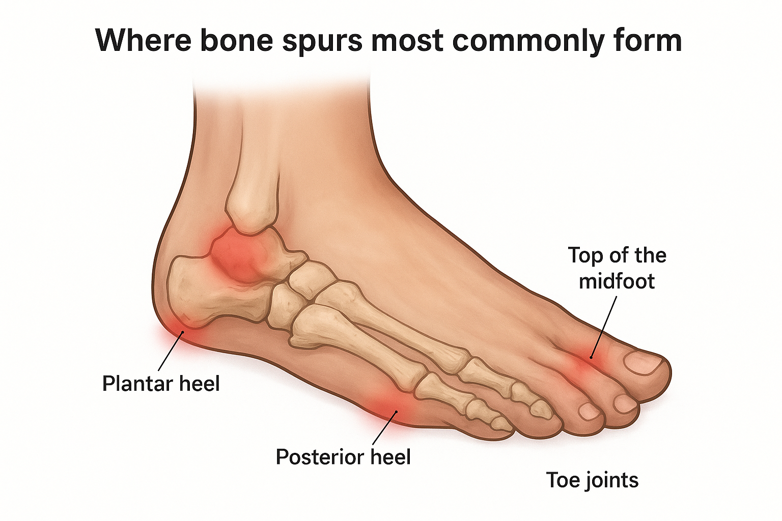 Where bone spurs most commonly form