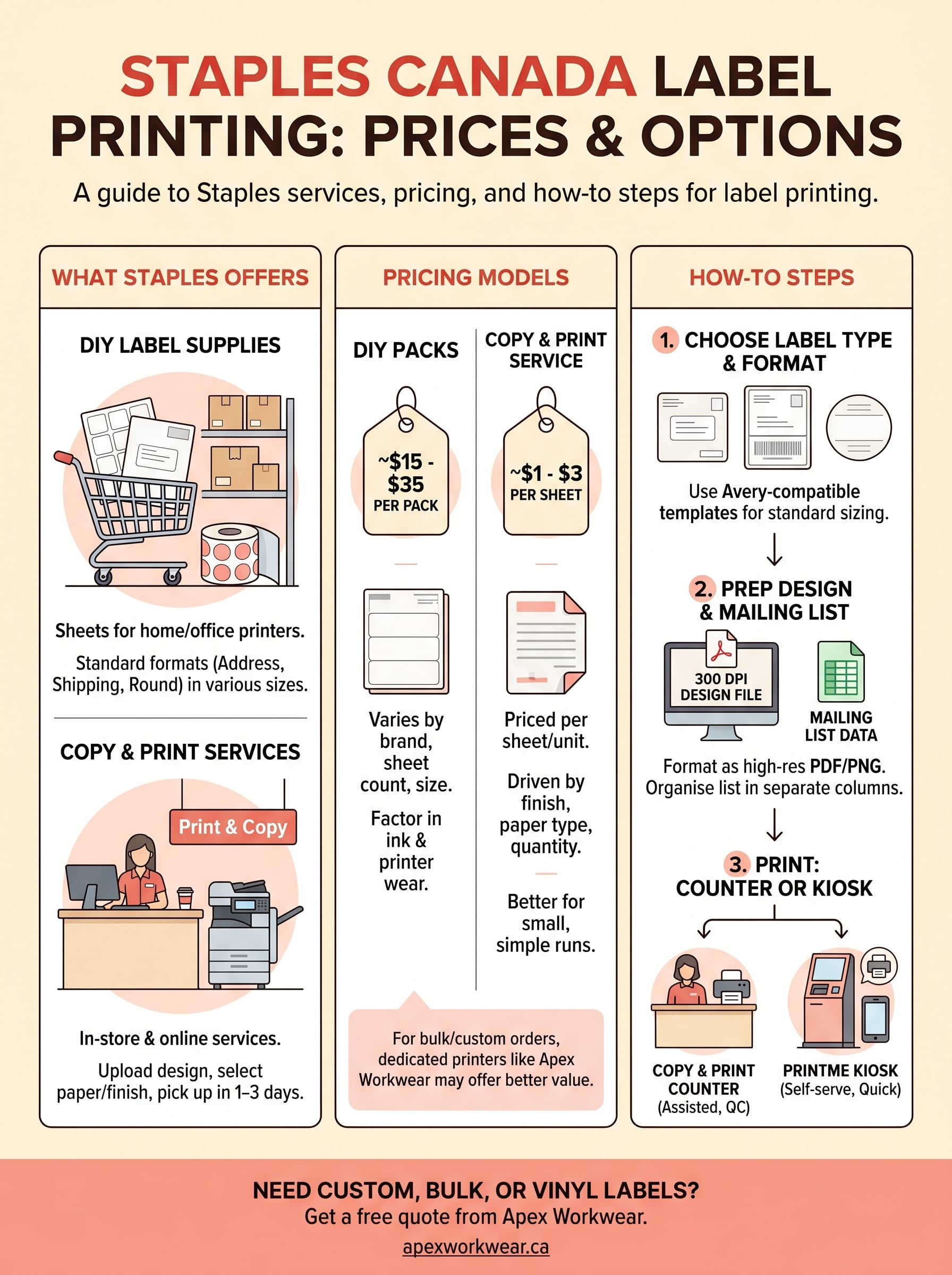 staples canada label printing infographic