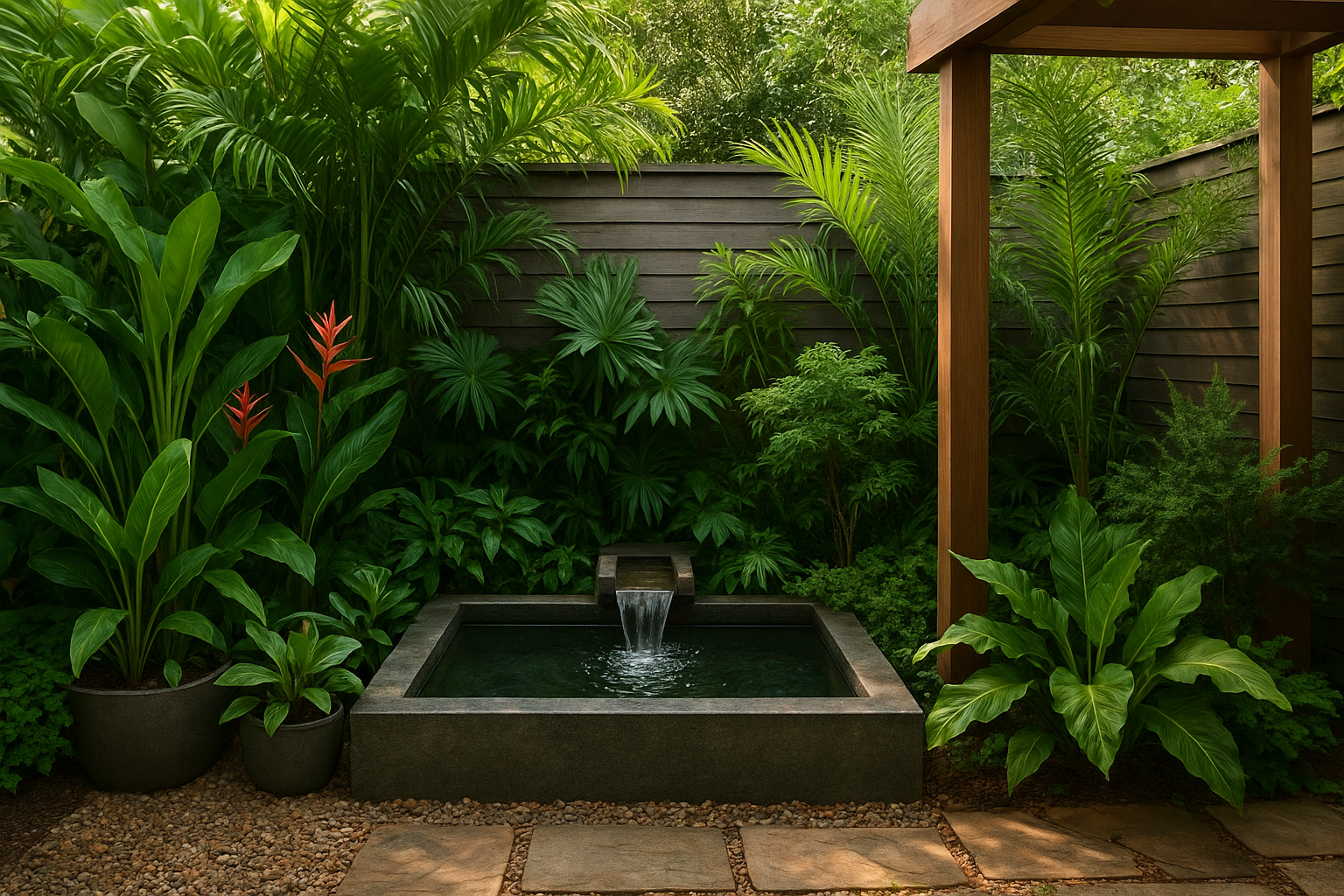 Vegetation and water features