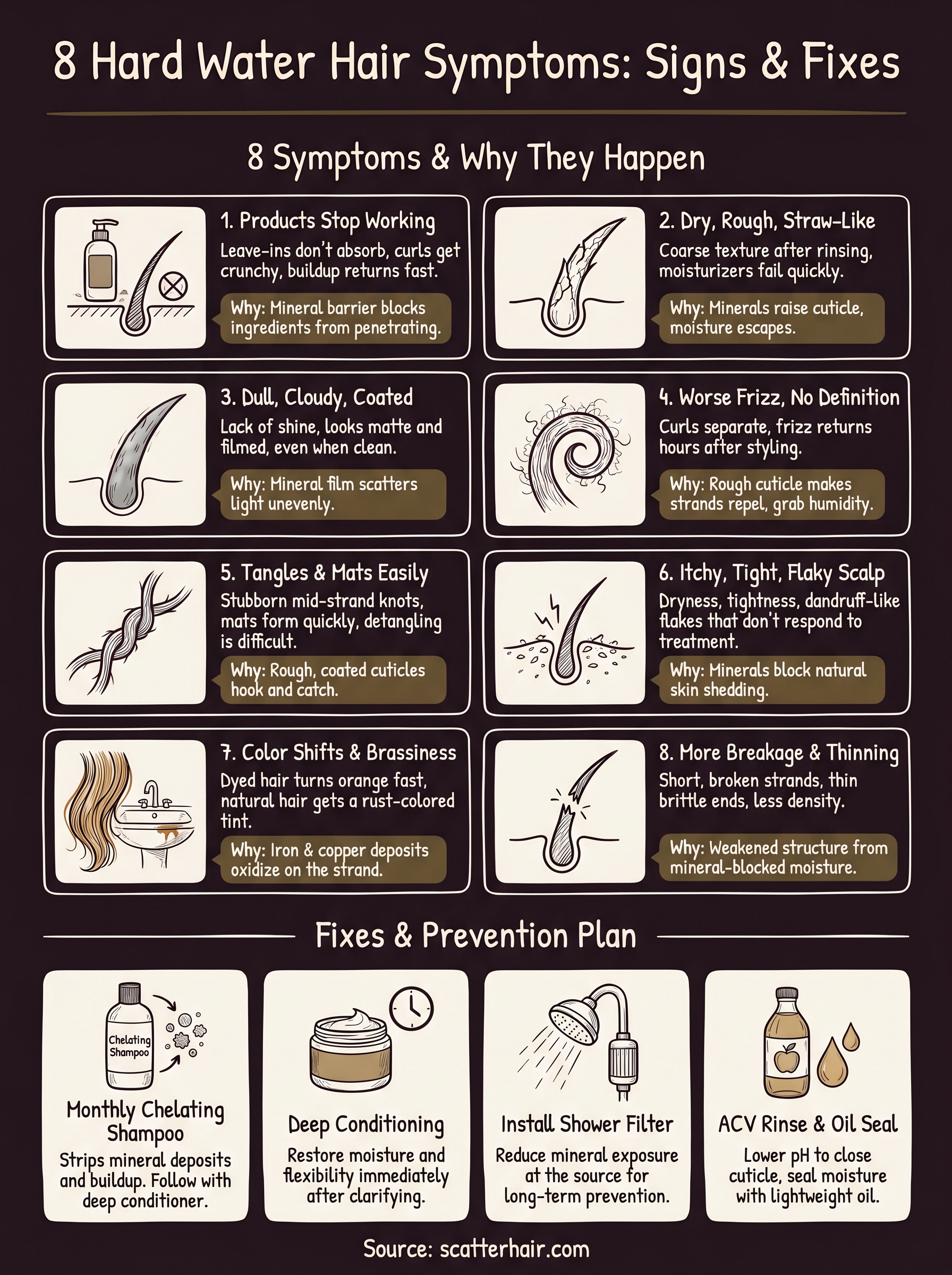 hard water hair symptoms infographic