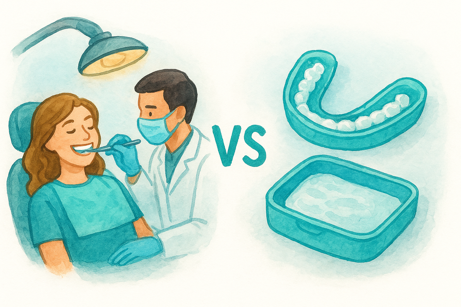 How in-office whitening compares to dentist-supervised at-home trays