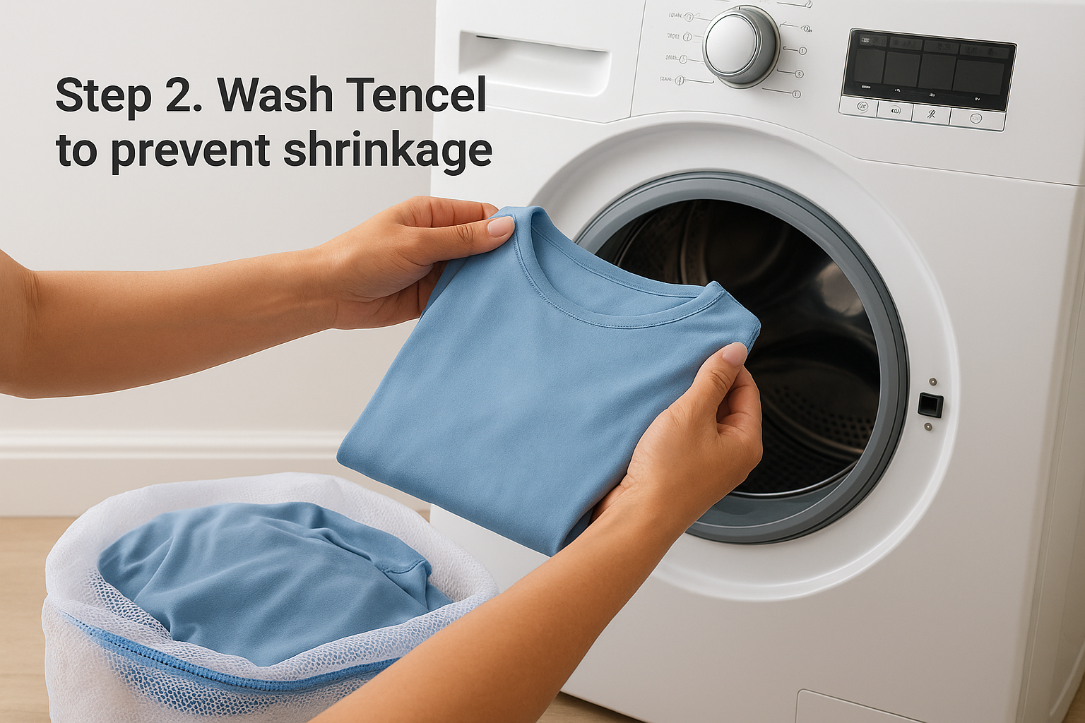 Step 2. Wash Tencel to prevent shrinkage