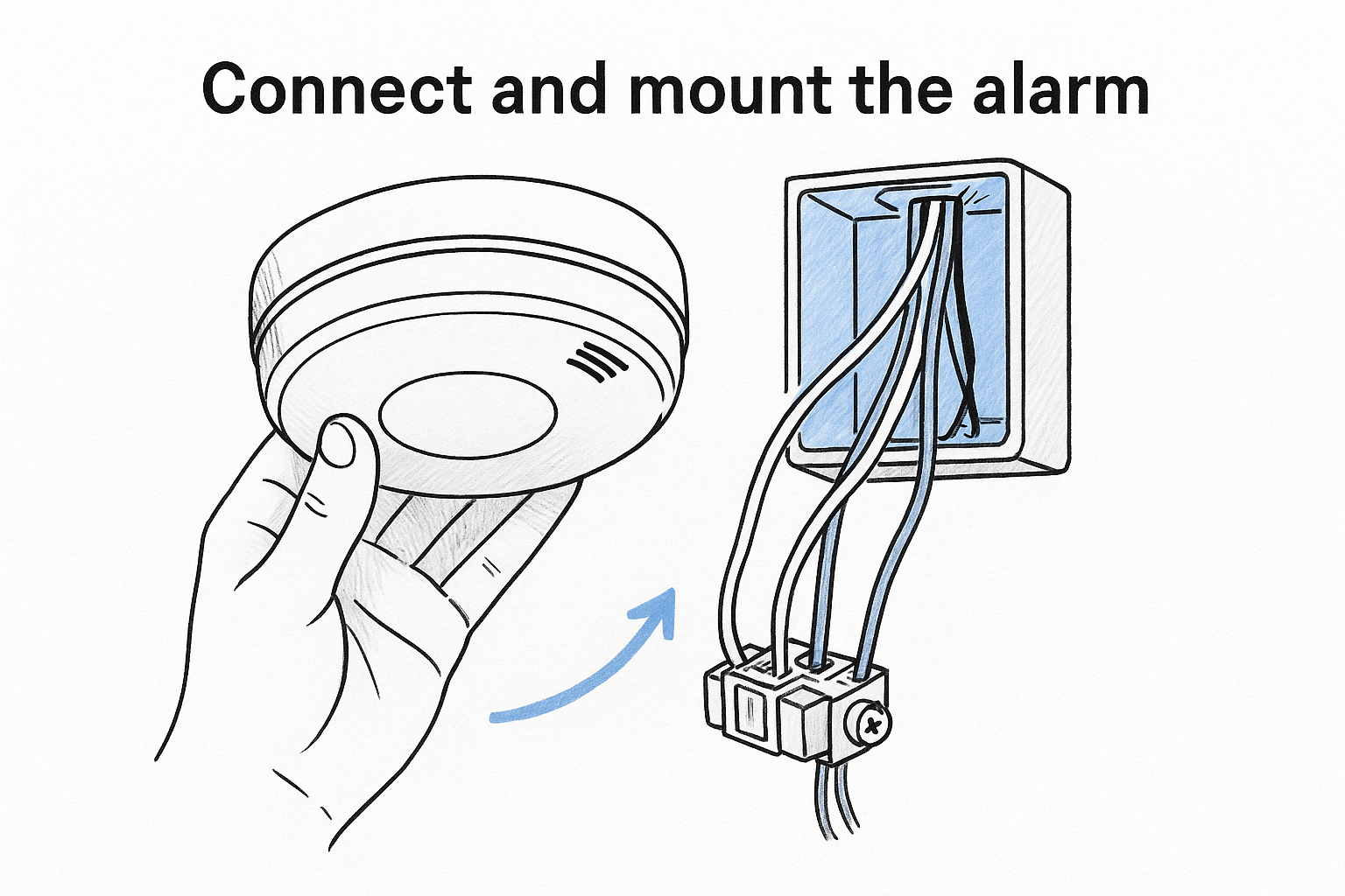 Connect and mount the alarm