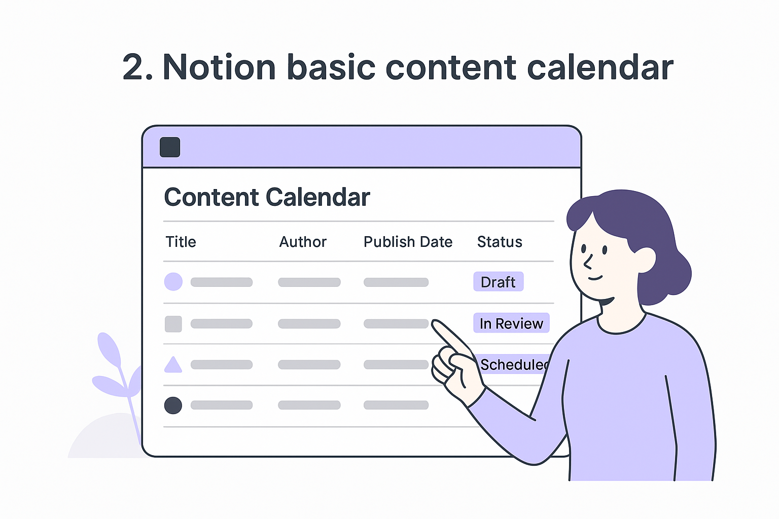 2. Notion basic content calendar