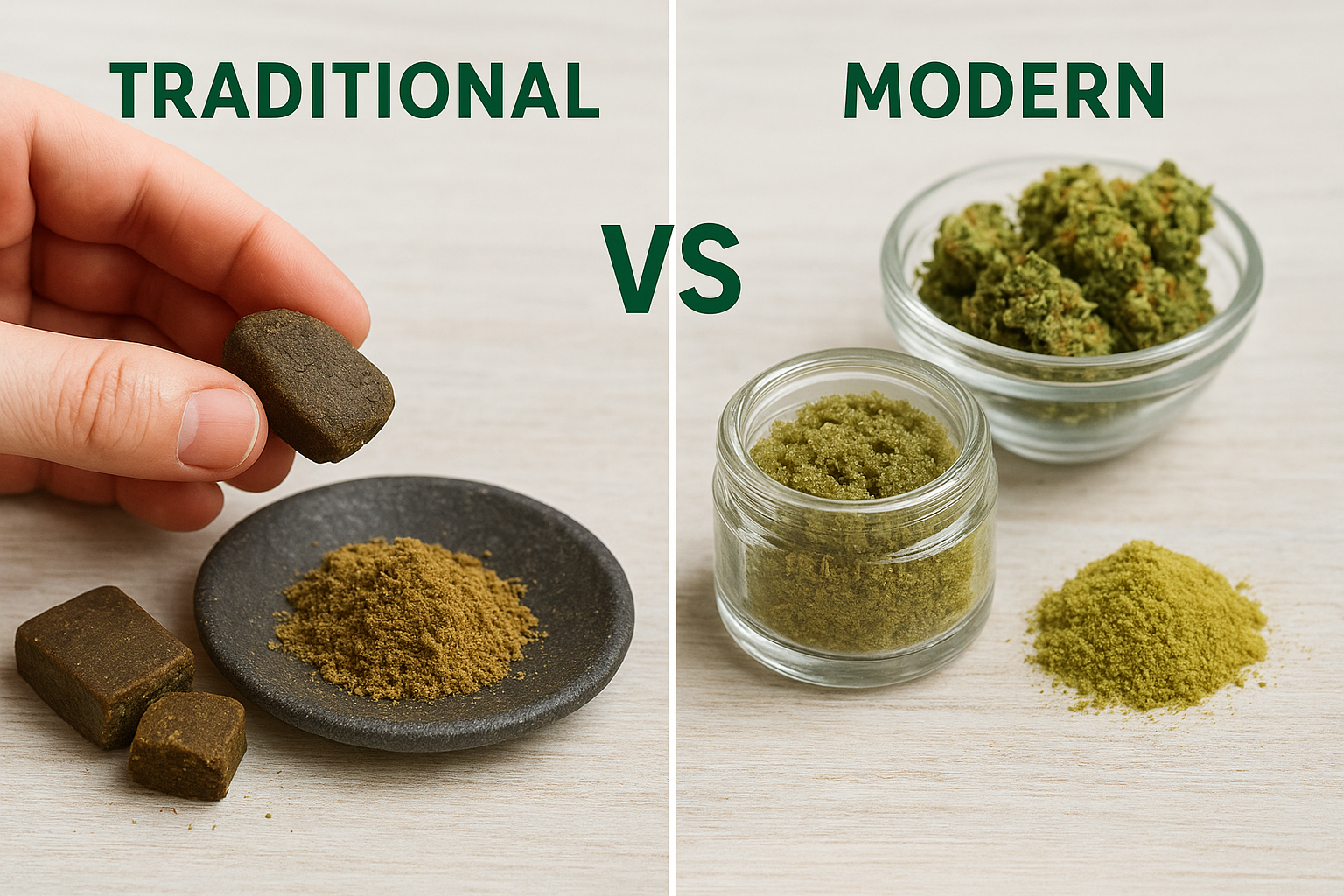 Traditional vs. modern hash production methods