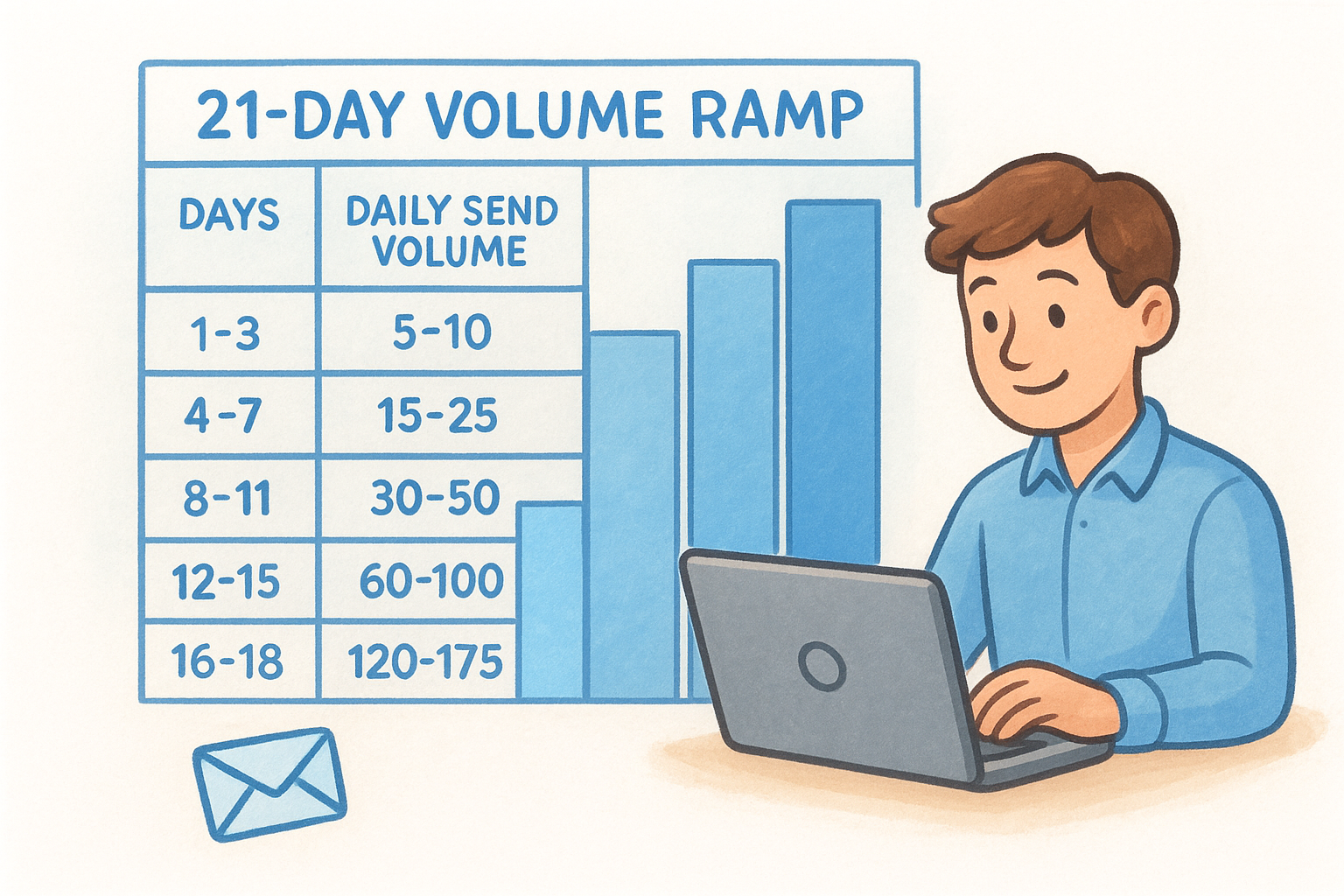The day-by-day volume ramp