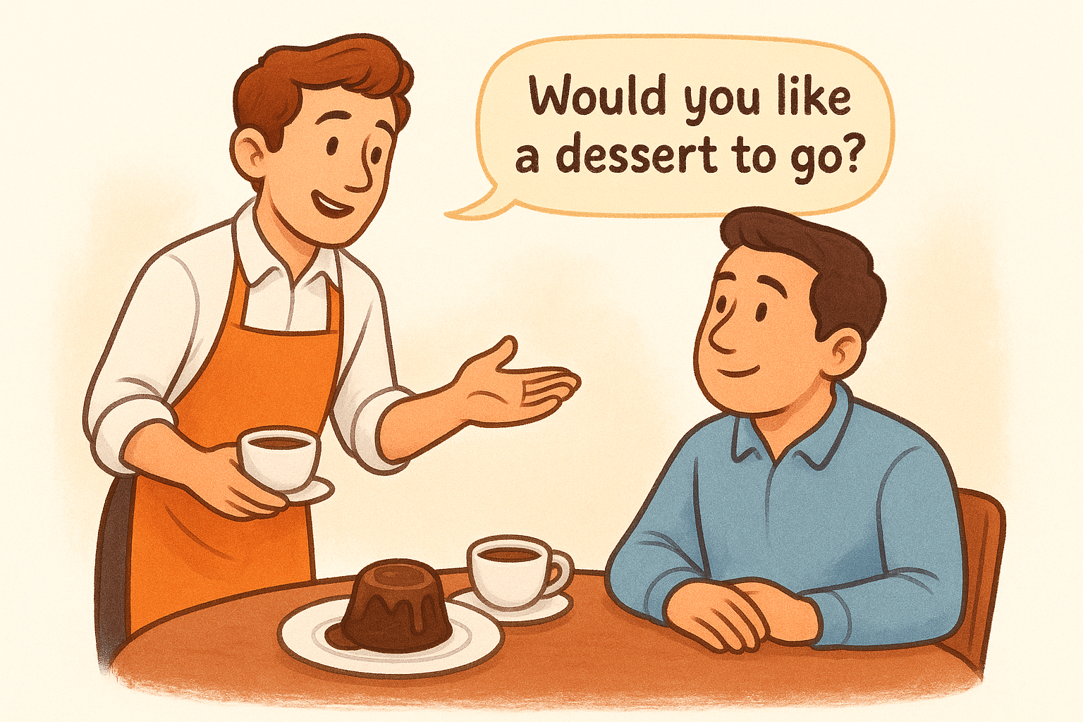 Script for dessert, coffee, and dessert to-go