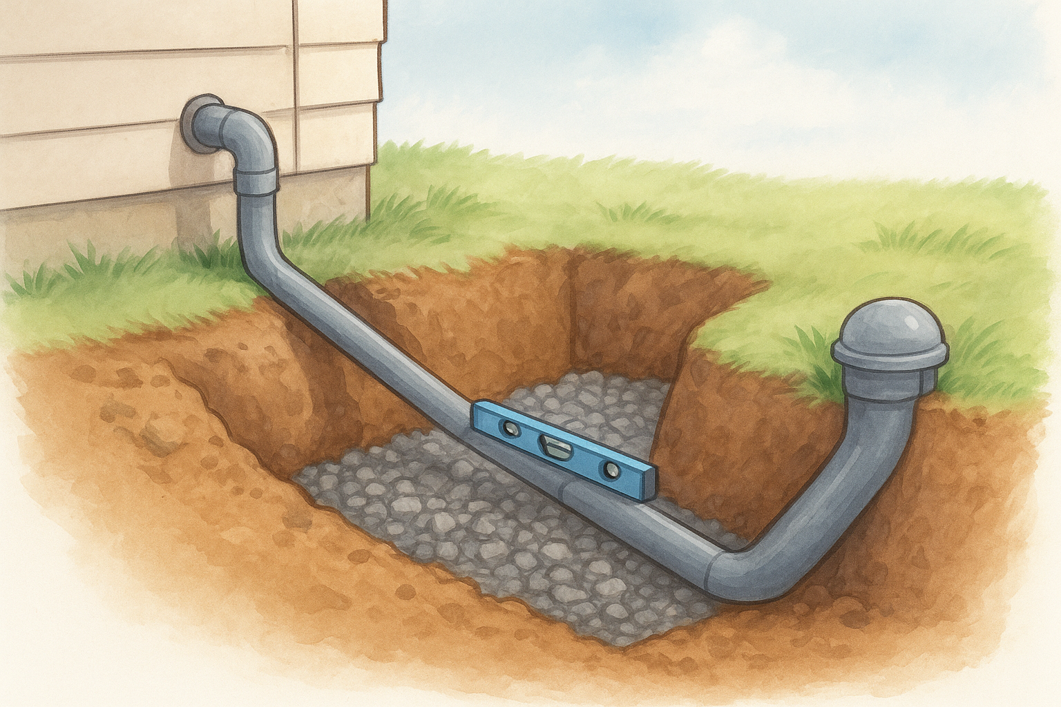 Trench and bury the pipe correctly