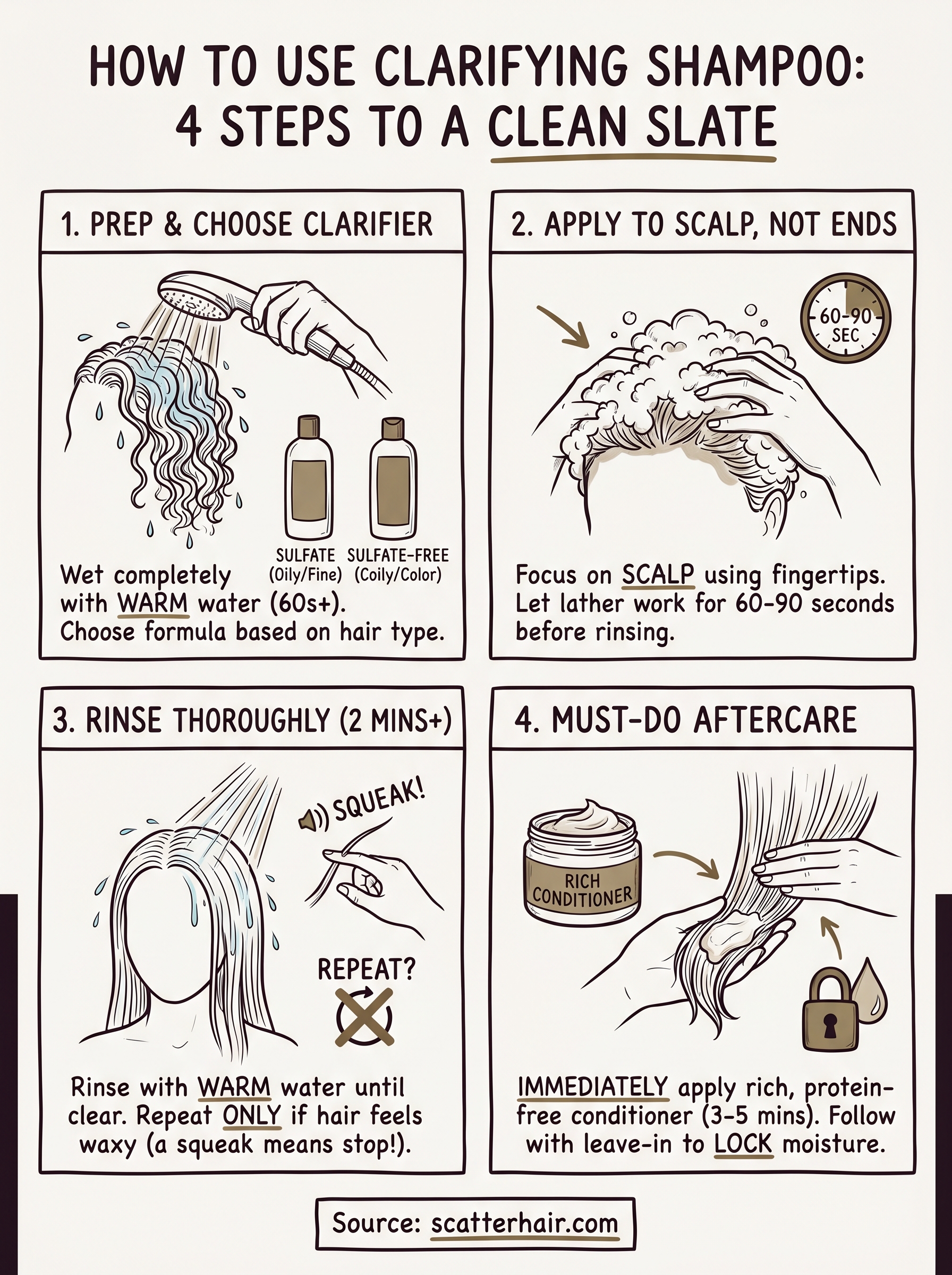 how to use clarifying shampoo infographic