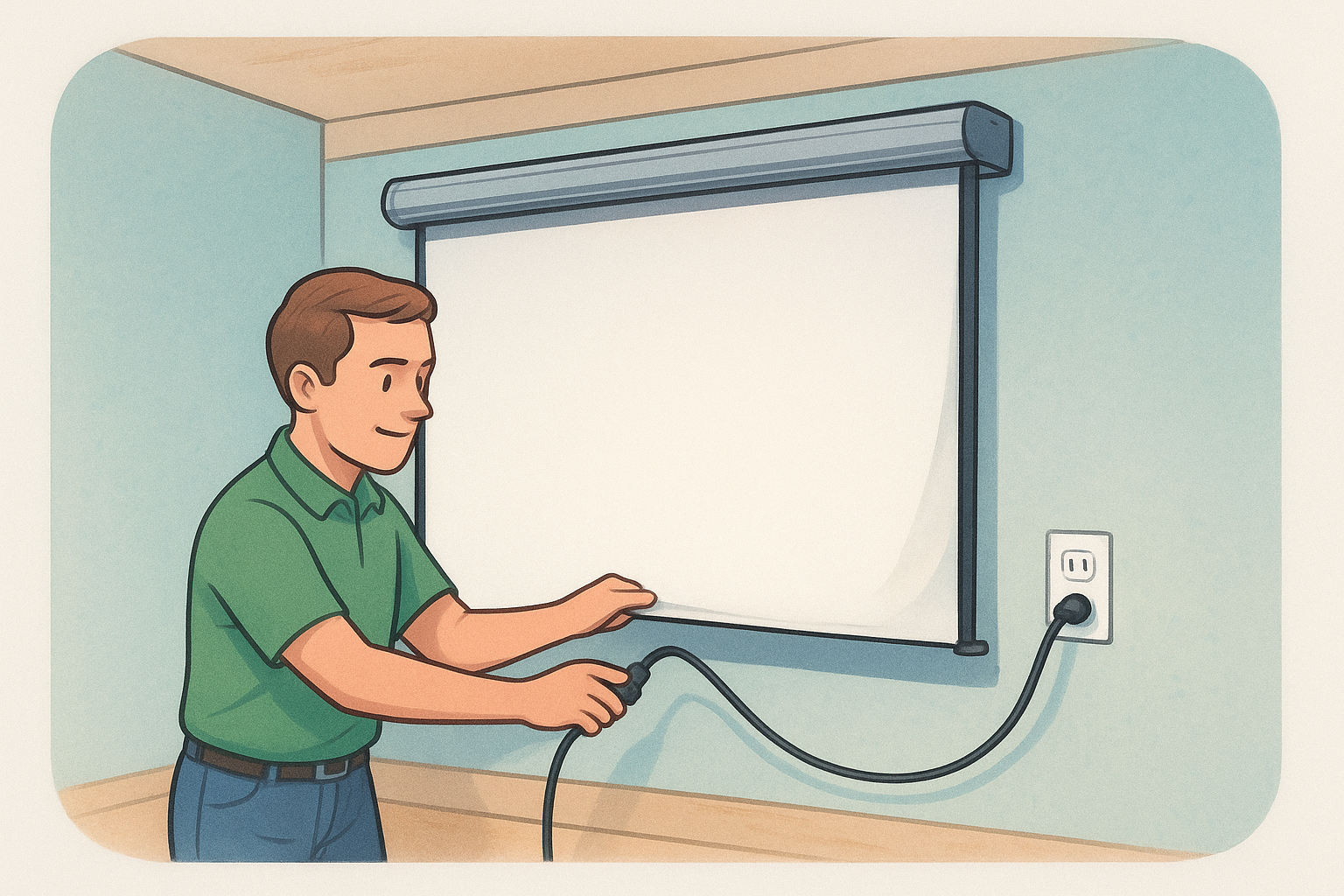 Wire and hang the electric screen