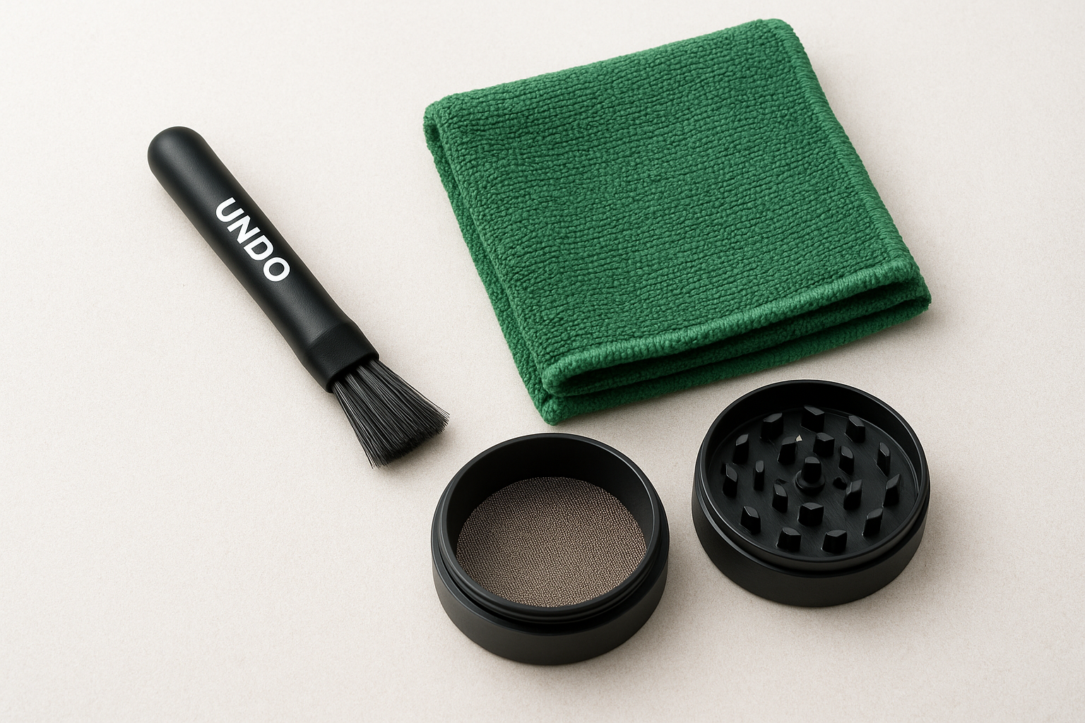 8. UNDO grinder cleaner with brush and microfiber towel