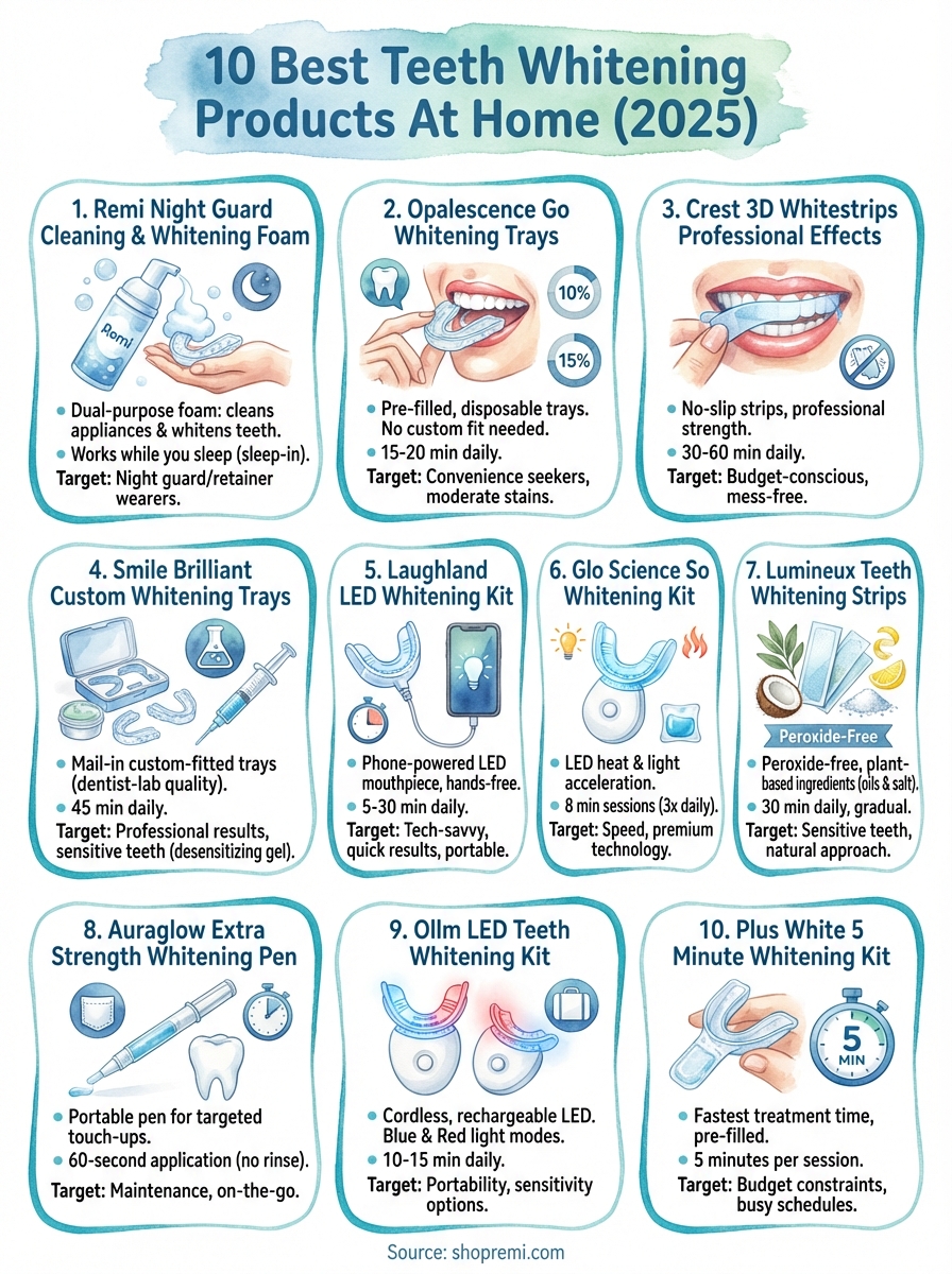 teeth whitening products at home infographic