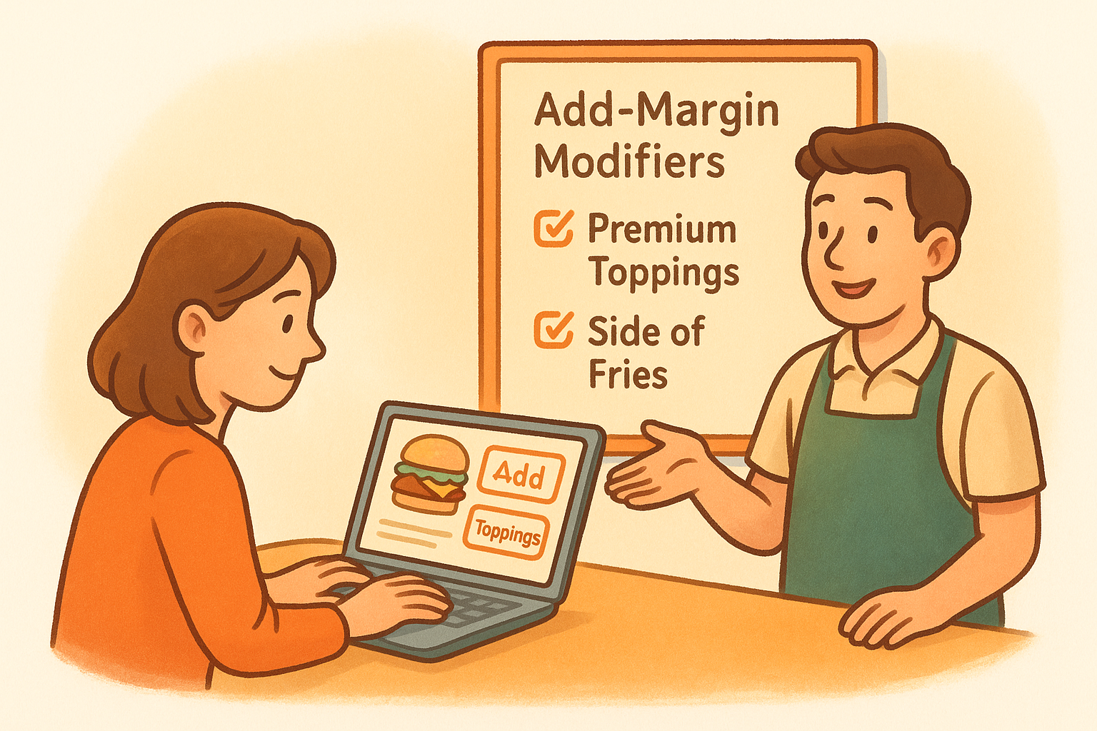Add high-margin modifiers to dine-in and online ordering