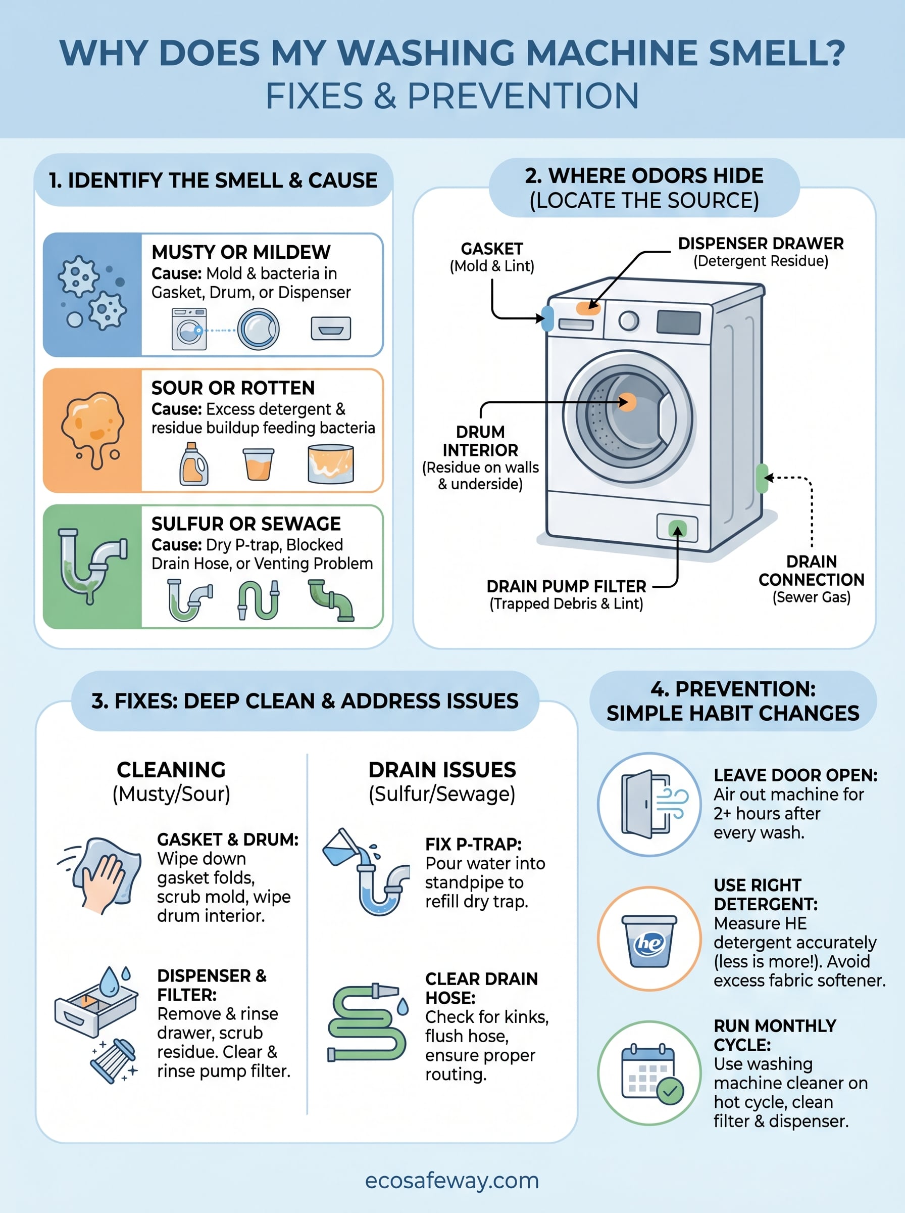 why does my washing machine smell infographic