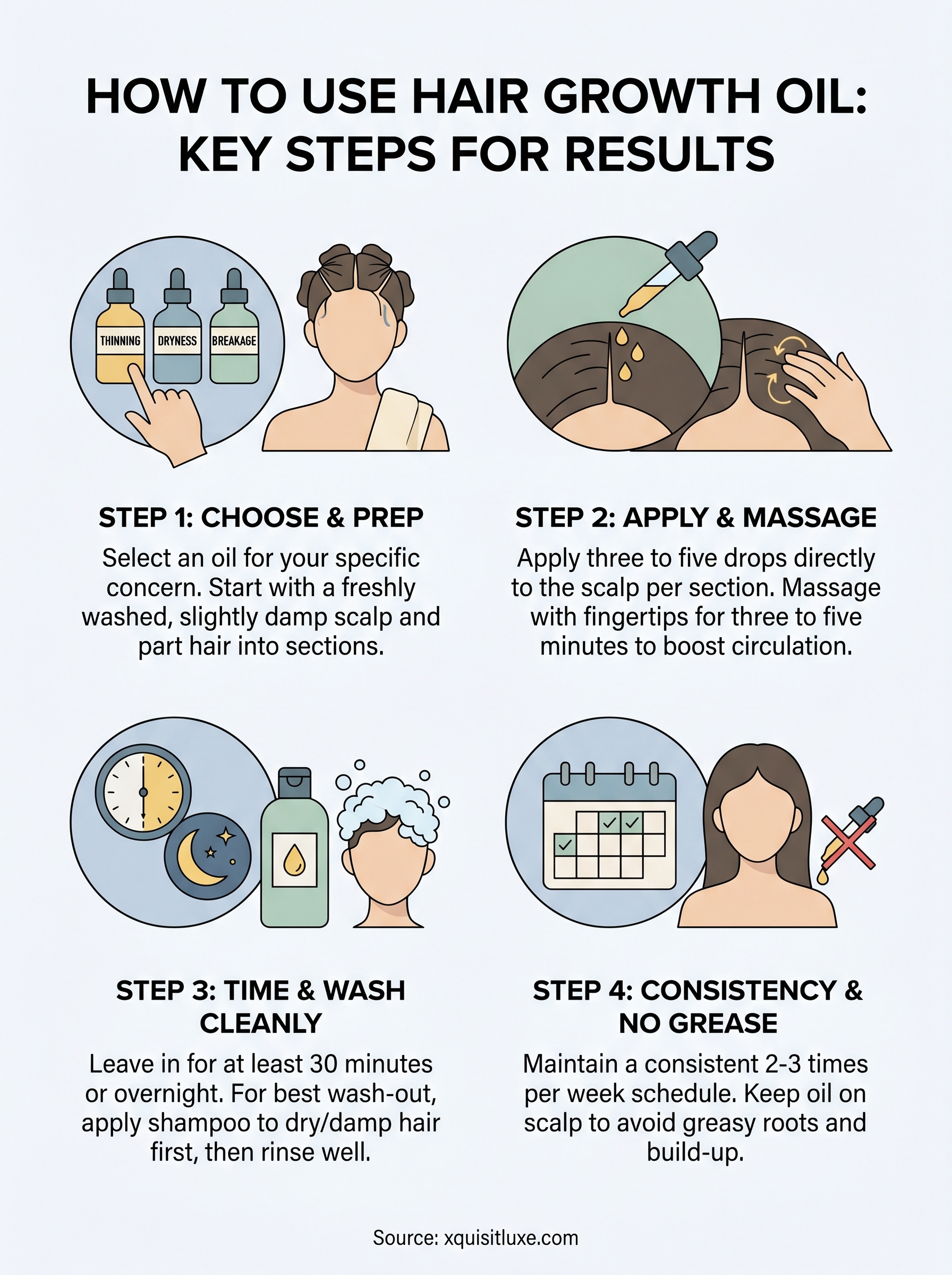 how to use hair growth oil infographic