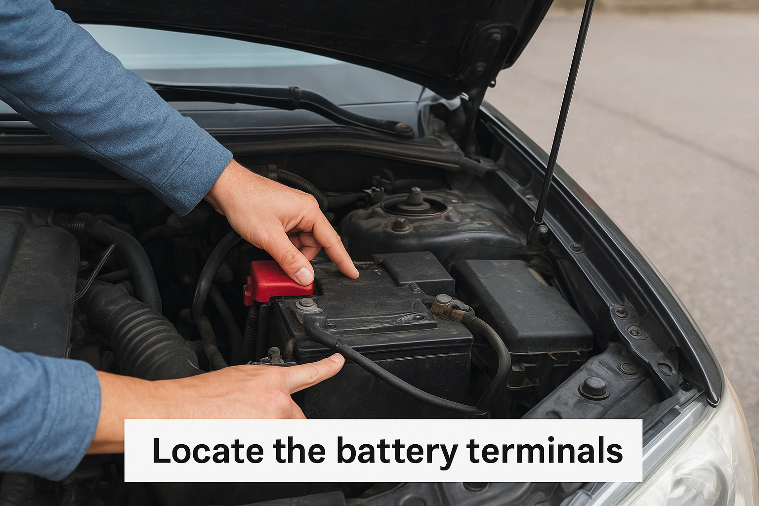 Locate the battery terminals