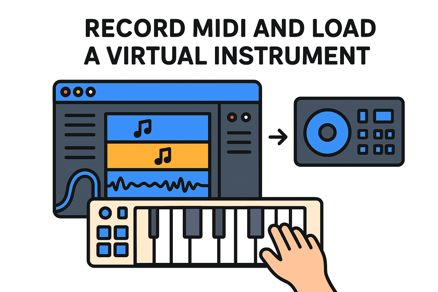 Record MIDI and load a virtual instrument