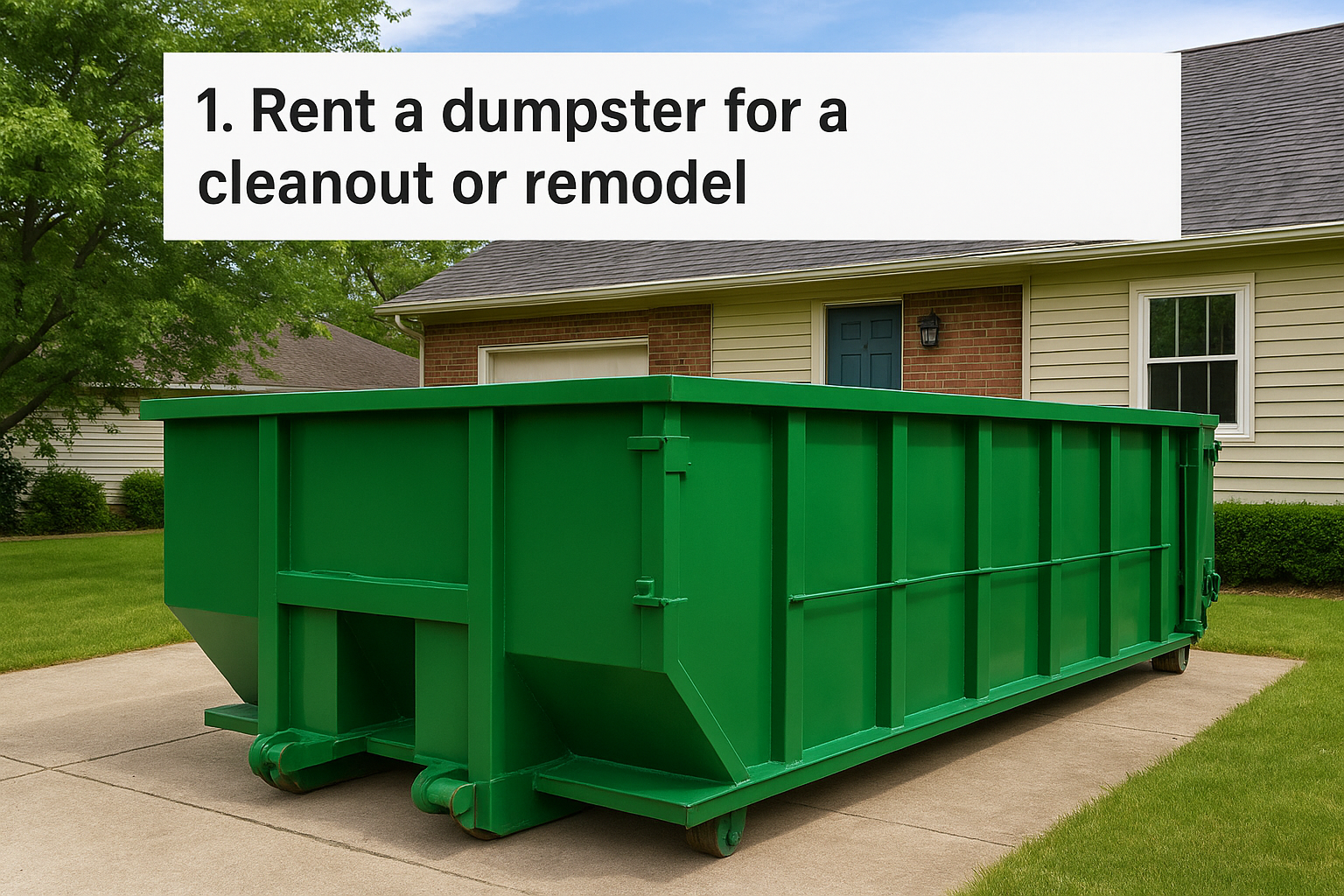 1. Rent a dumpster for a cleanout or remodel