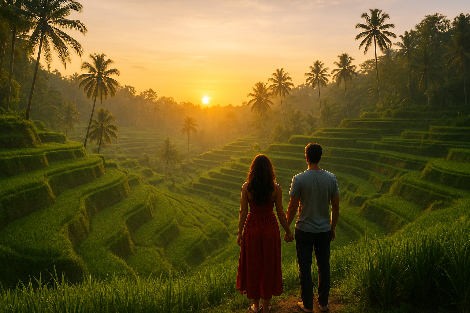 7. Take sunrise photos in the rice terraces near Ubud
