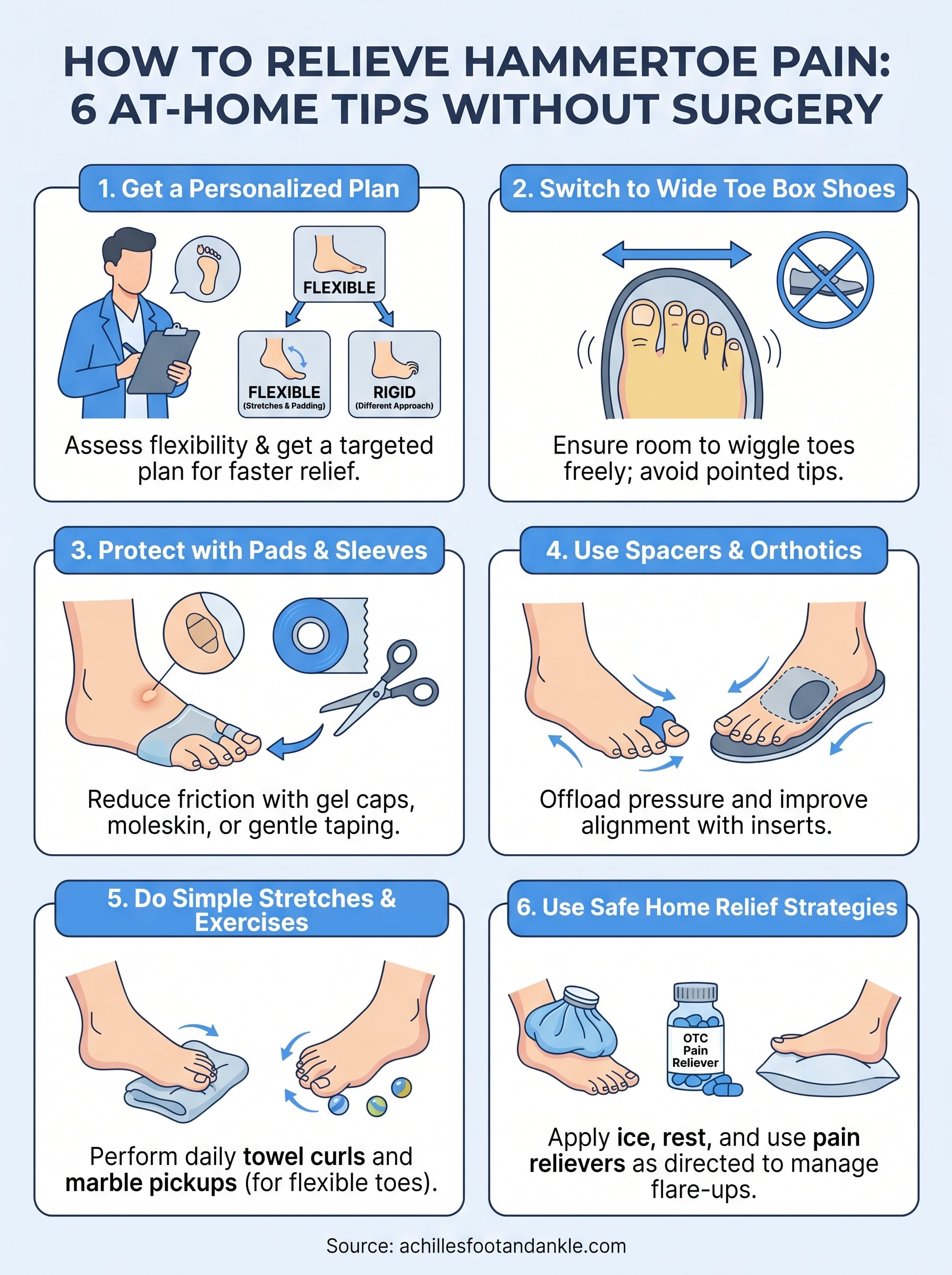 how to relieve hammertoe pain infographic
