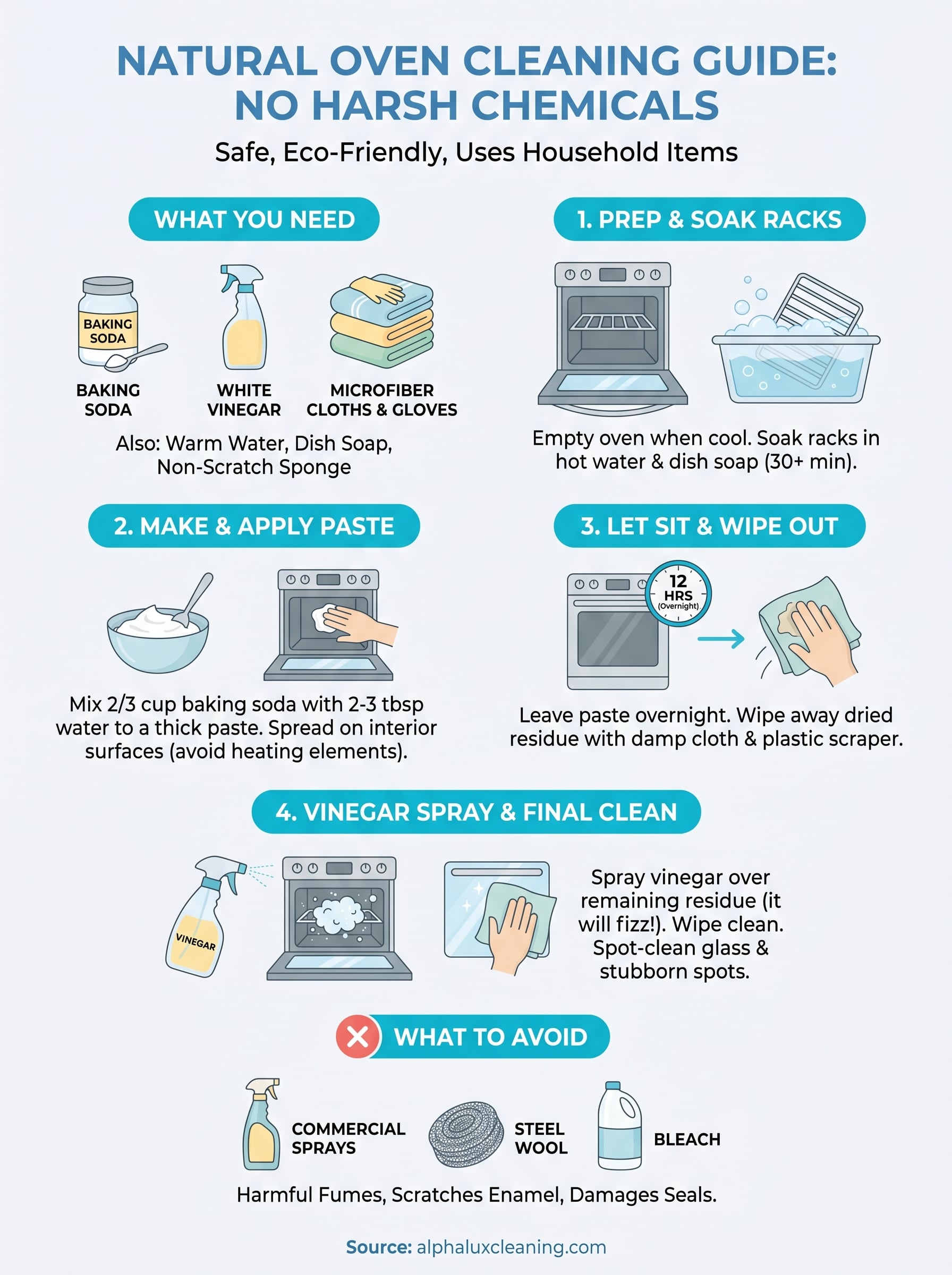 how to clean an oven naturally infographic