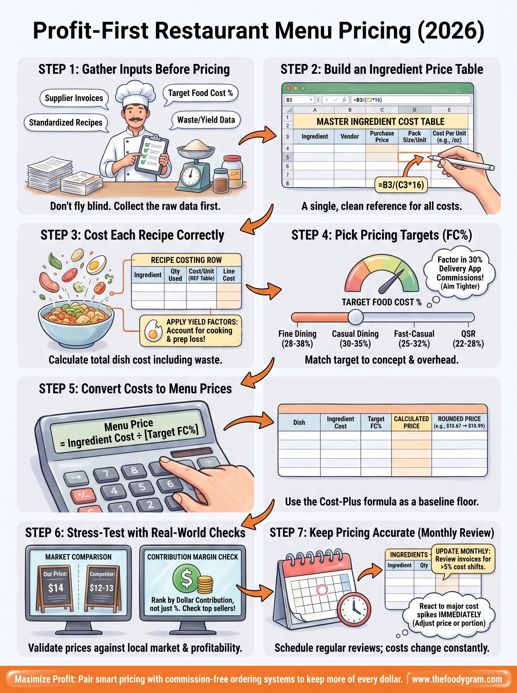 restaurant menu pricing template infographic