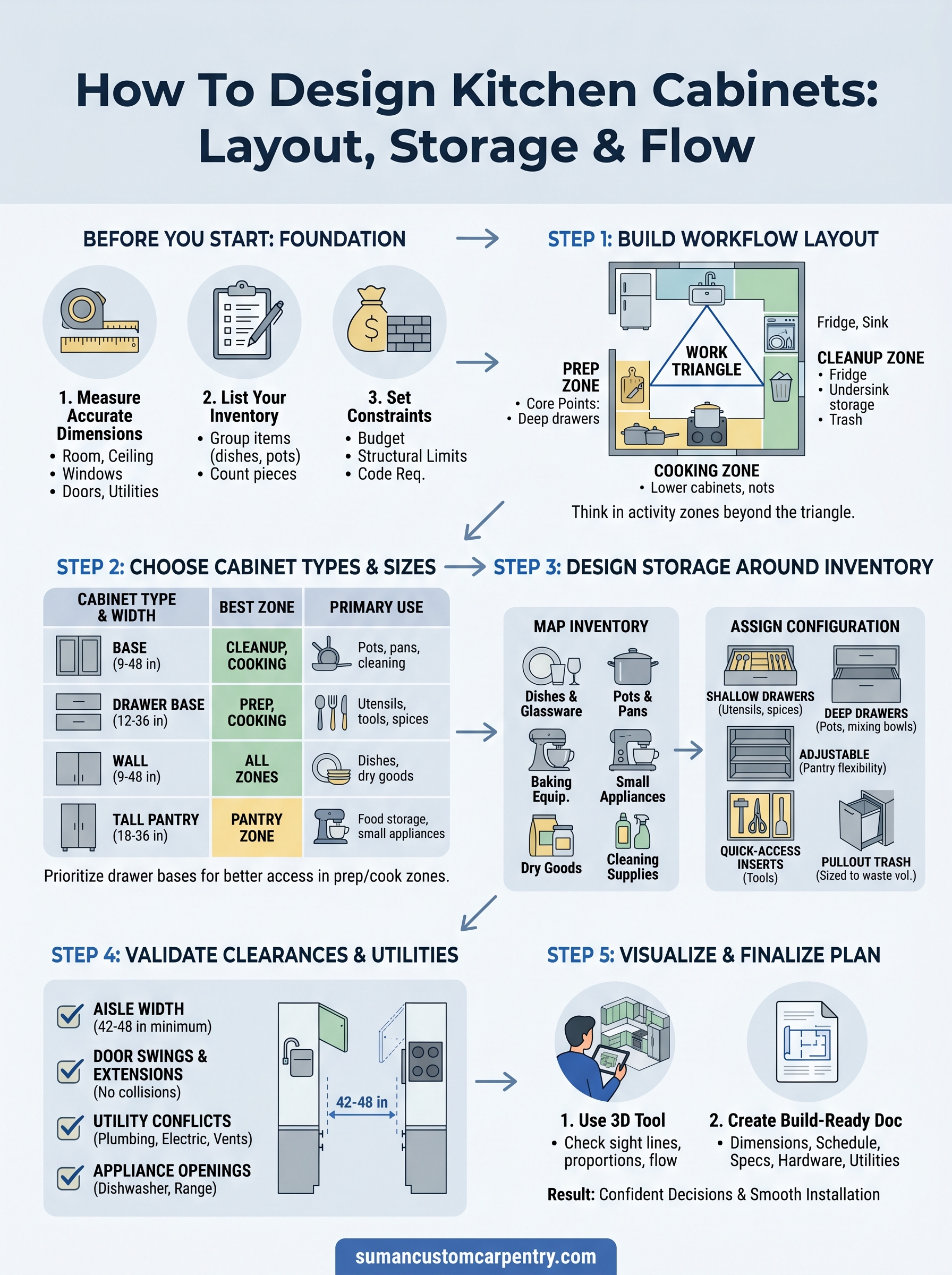 how to design kitchen cabinets infographic