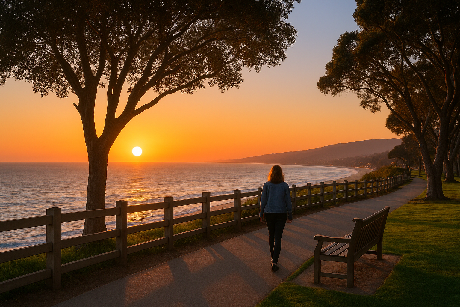 4. Walk Palisades Park for bluff-top sunsets