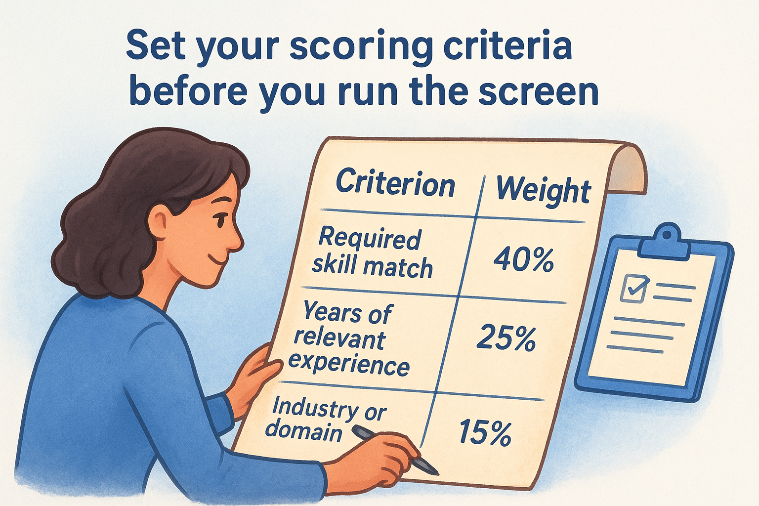 Set your scoring criteria before you run the screen