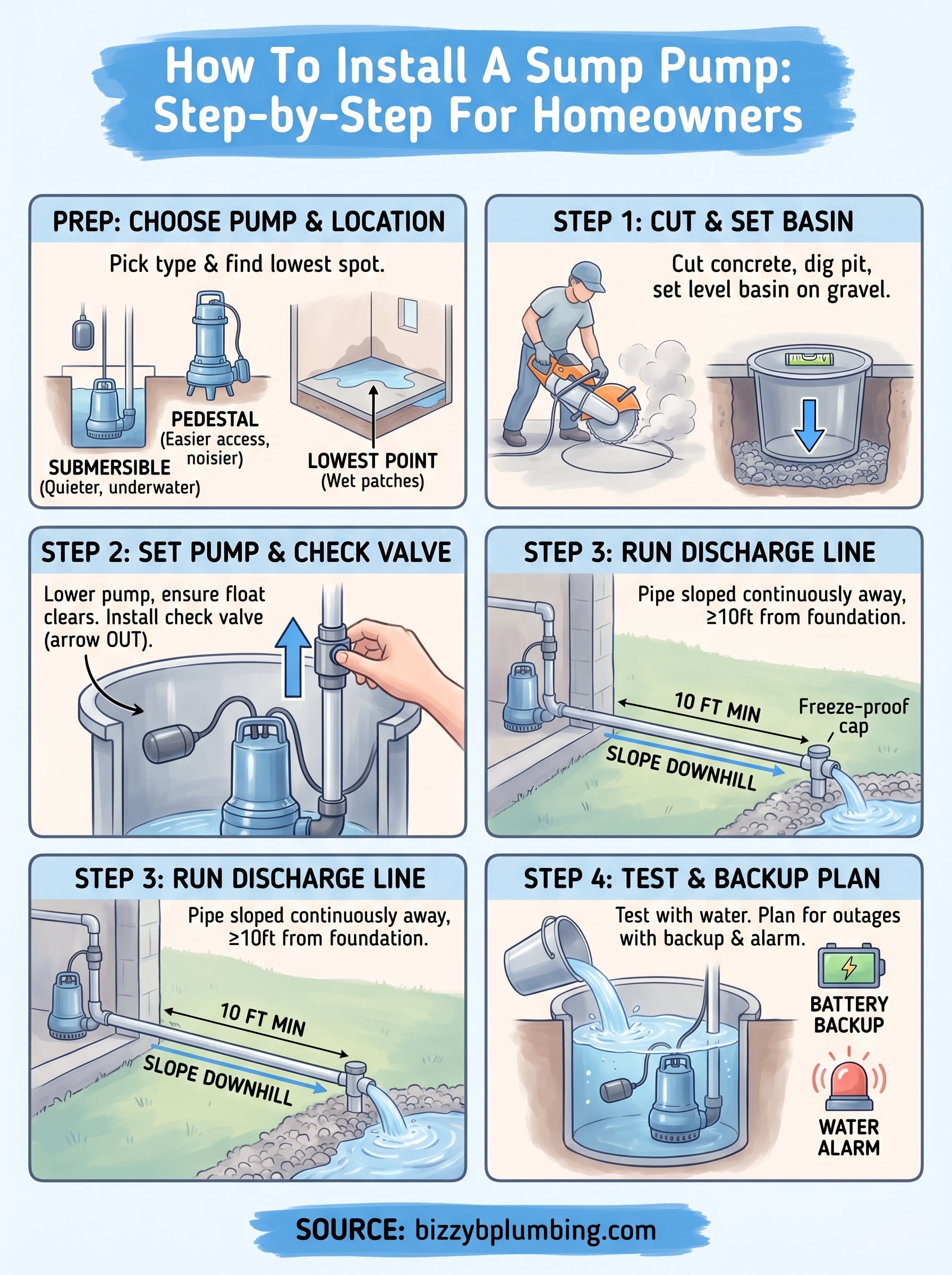 how to install a sump pump infographic
