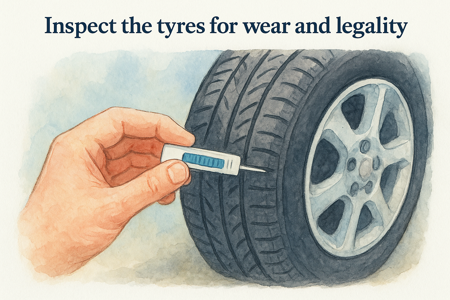 Inspect the tyres for wear and legality