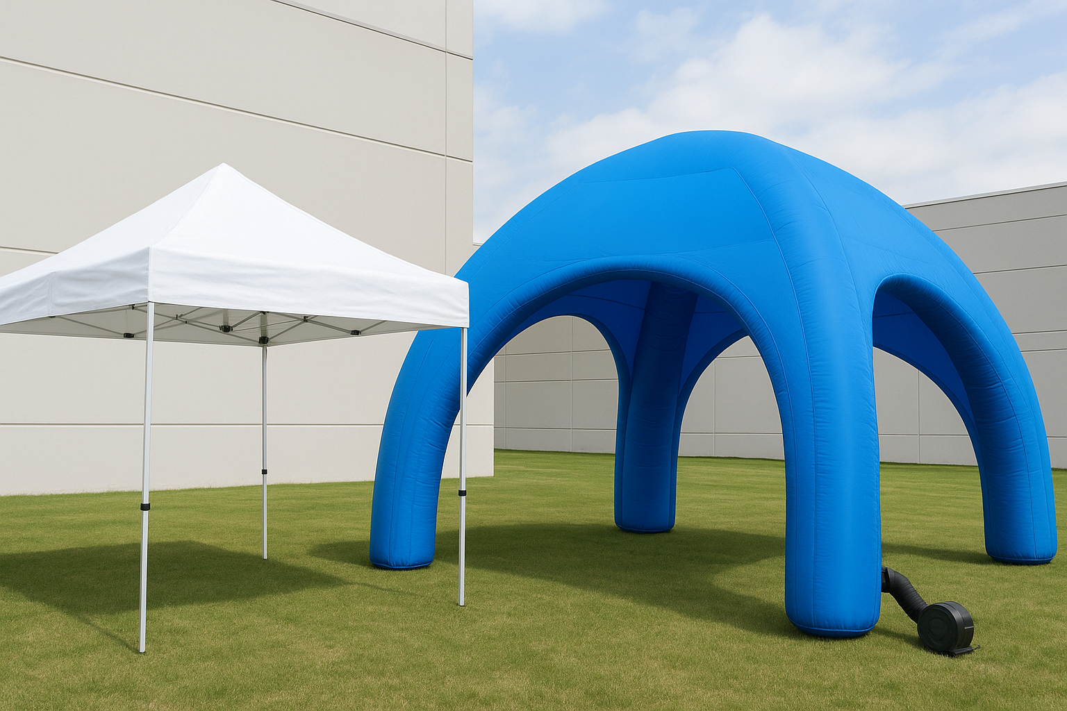 How the inflatable structure compares to pop-up canopies