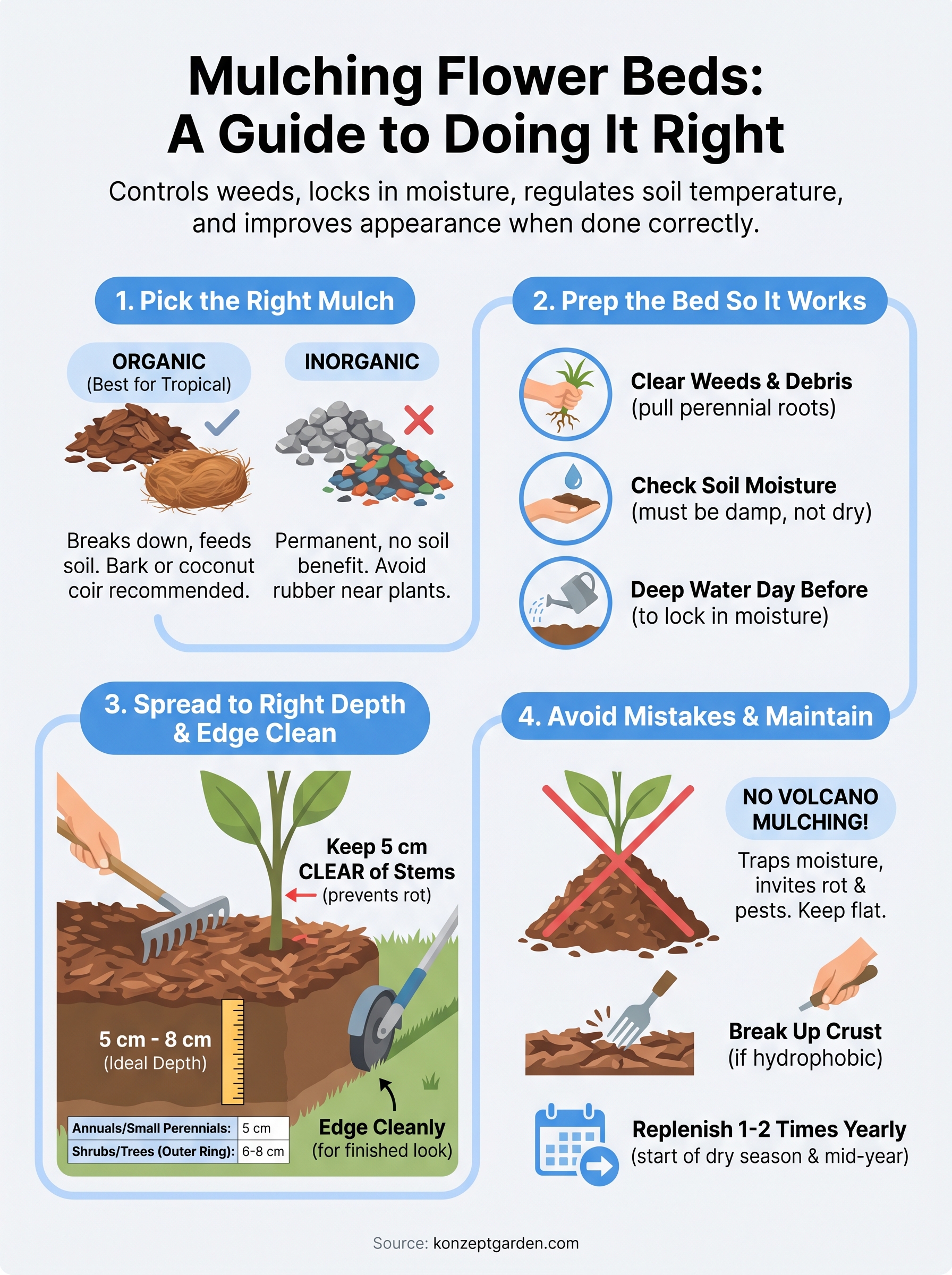 mulching flower beds infographic