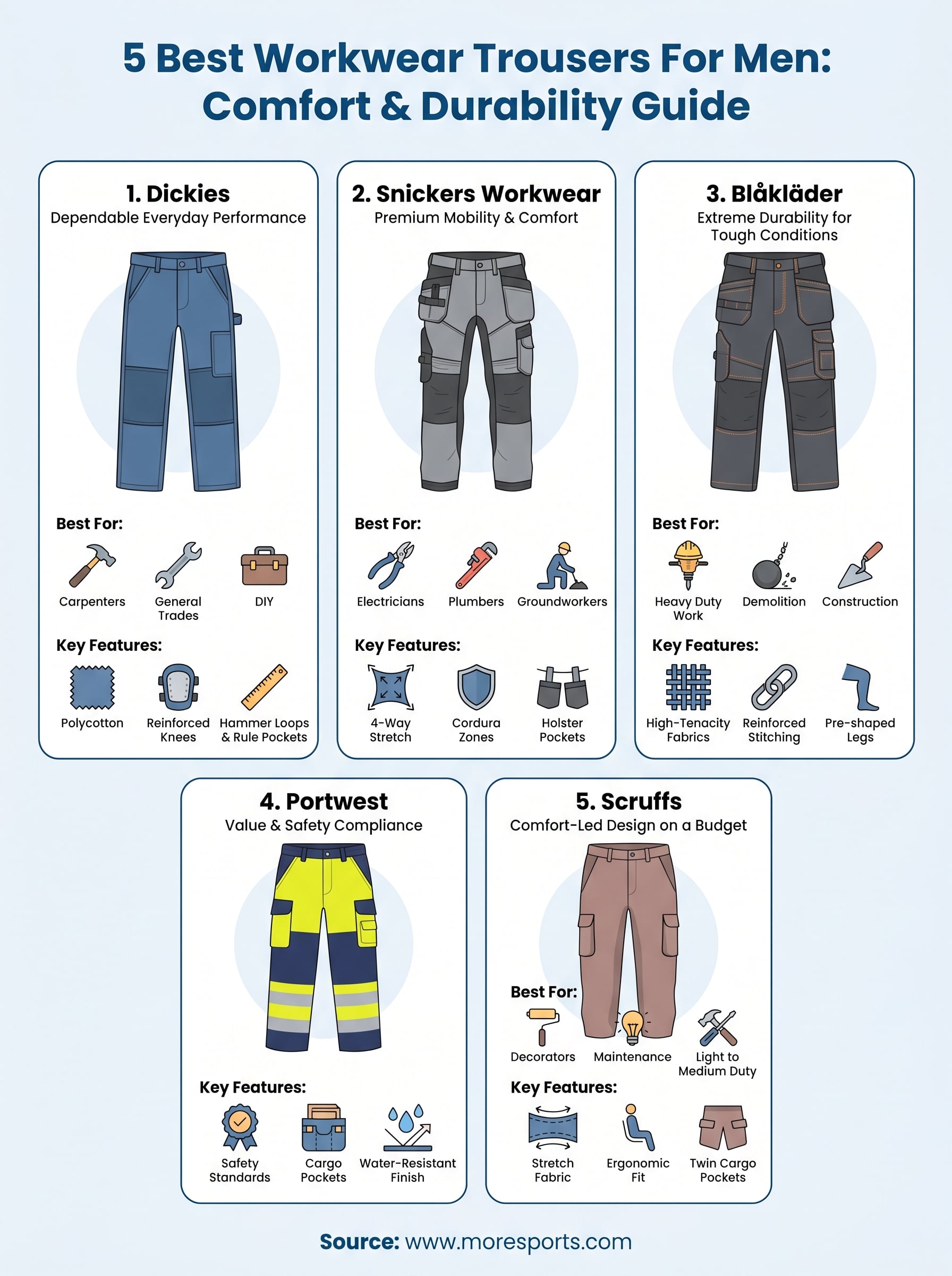 best workwear trousers for men infographic