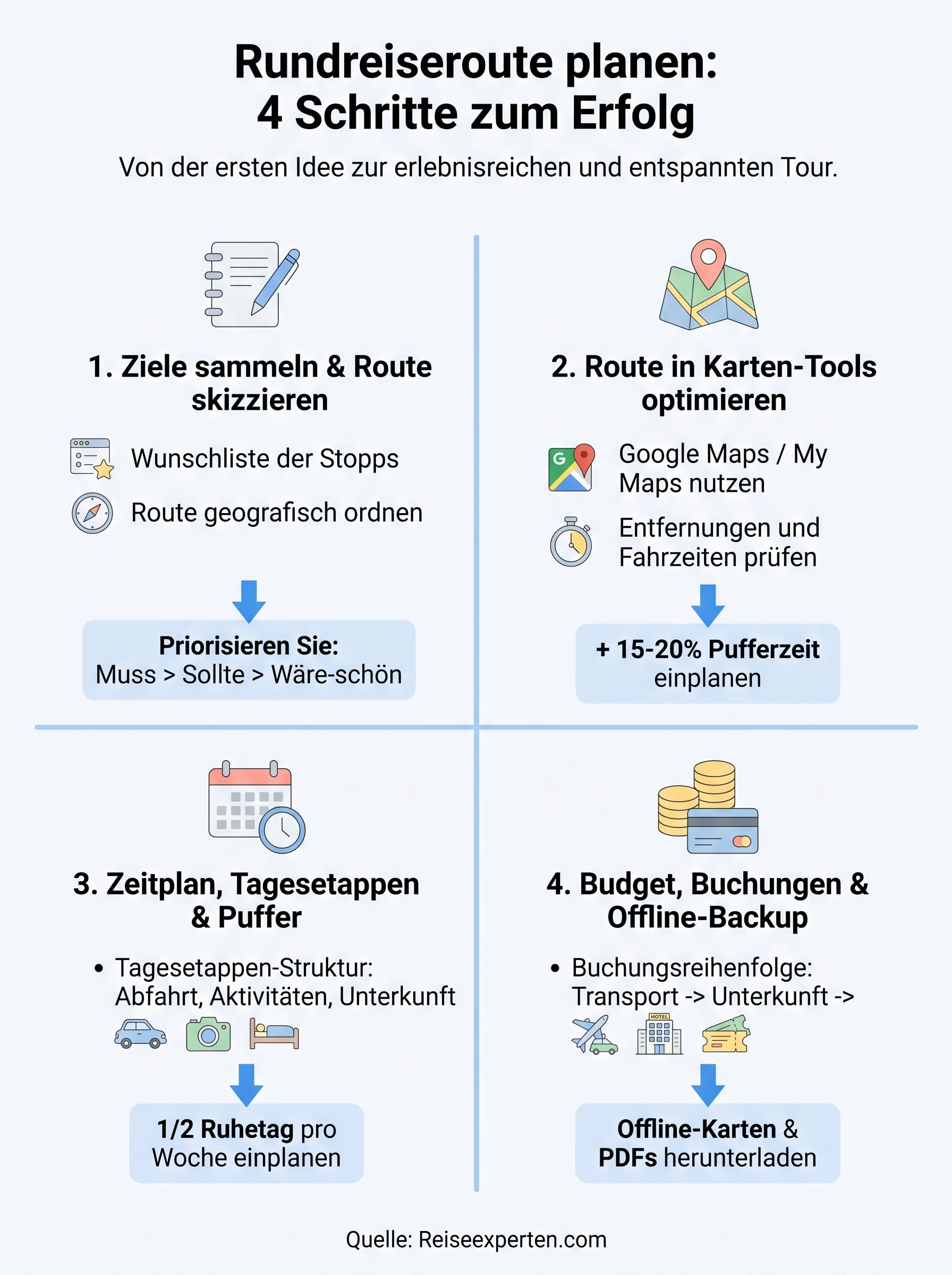 rundreise route planen infographic