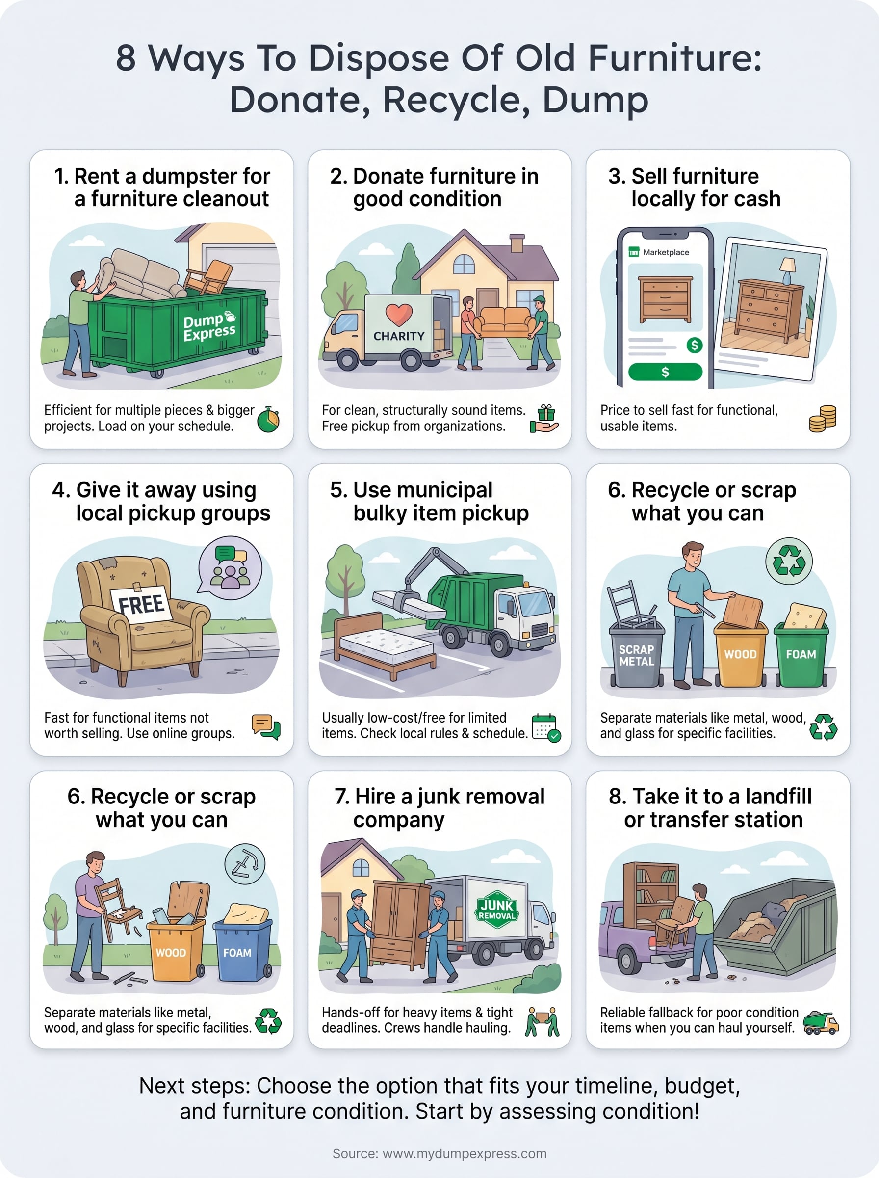 how to dispose of old furniture infographic
