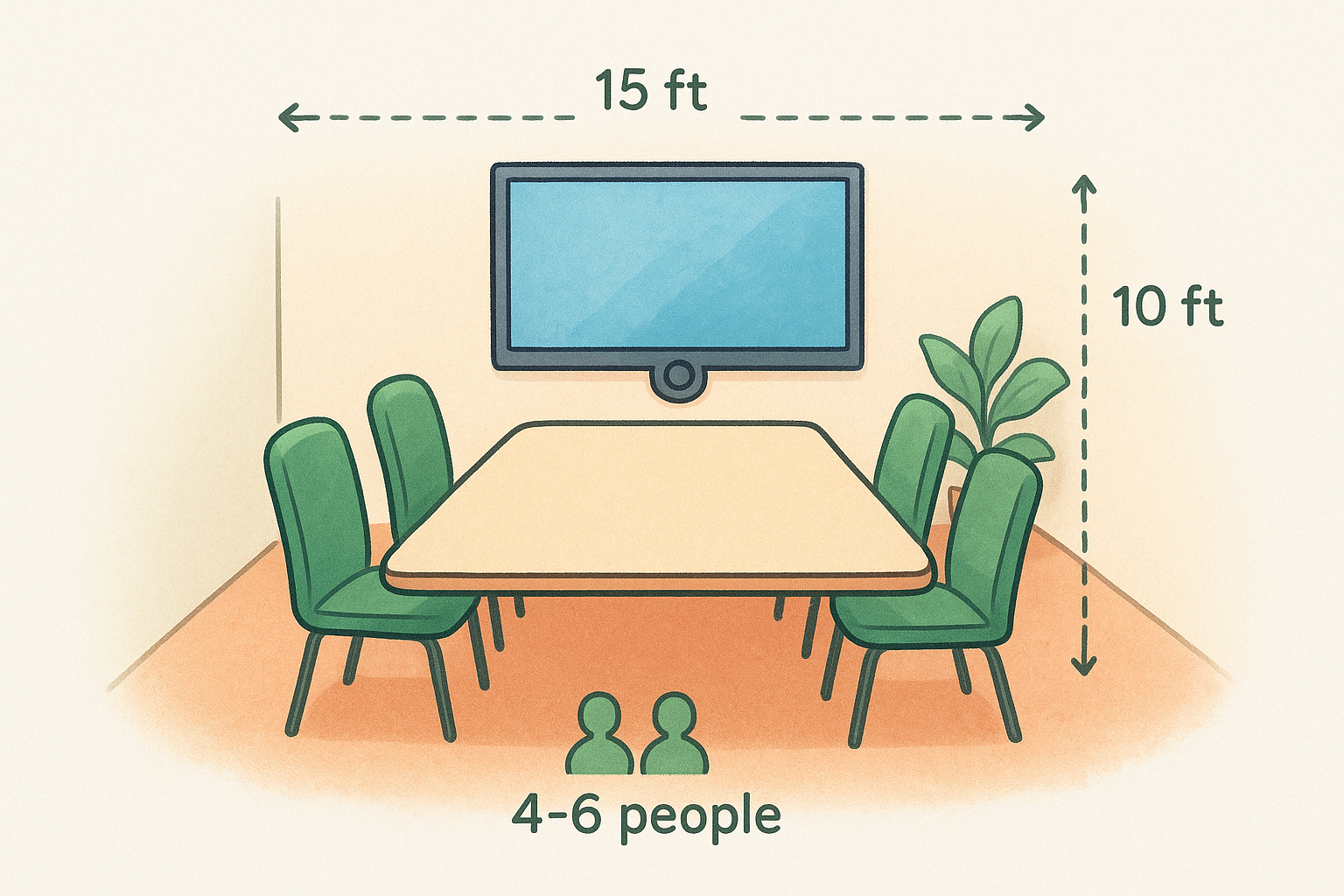 Map room dimensions and participant capacity