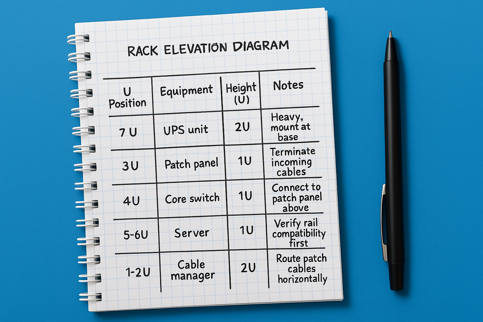 Create a rack elevation diagram