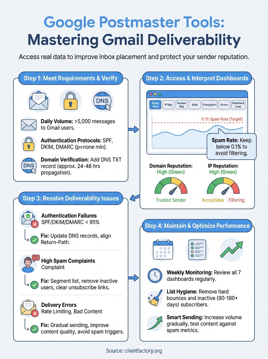 How to Use Google Postmaster Tools for Gmail Deliverability google postmaster tools infographic