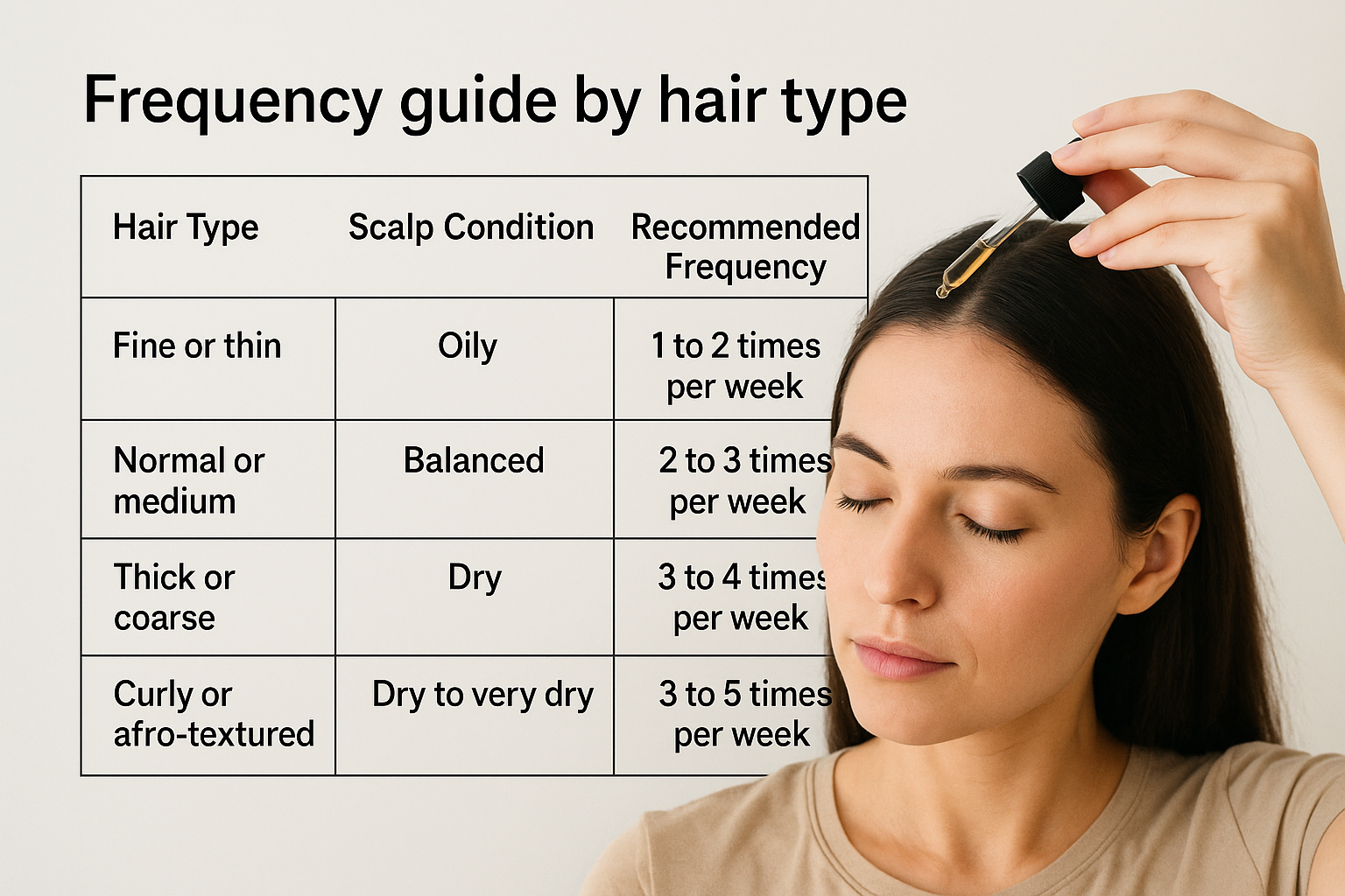 Frequency guide by hair type