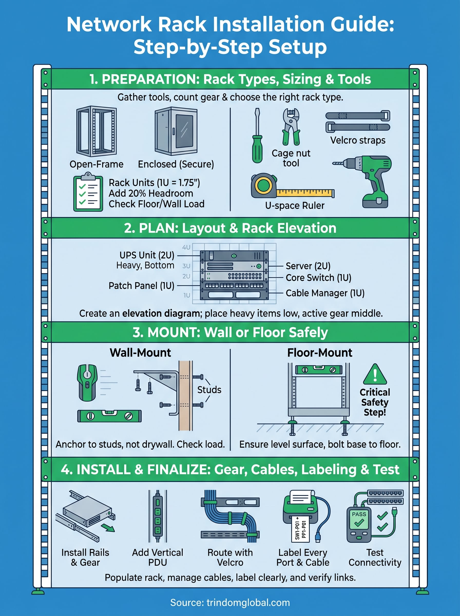 network rack installation guide infographic