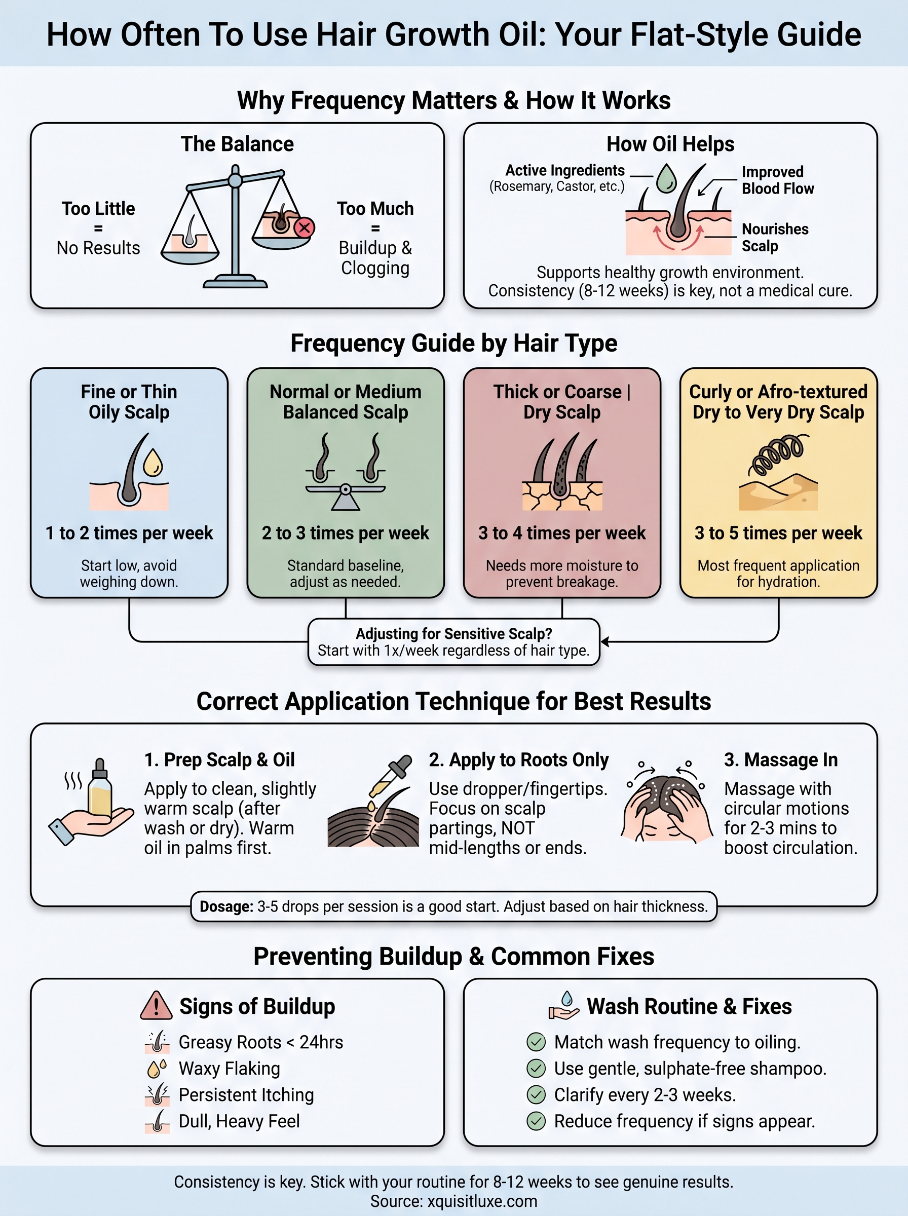 how often to use hair growth oil infographic