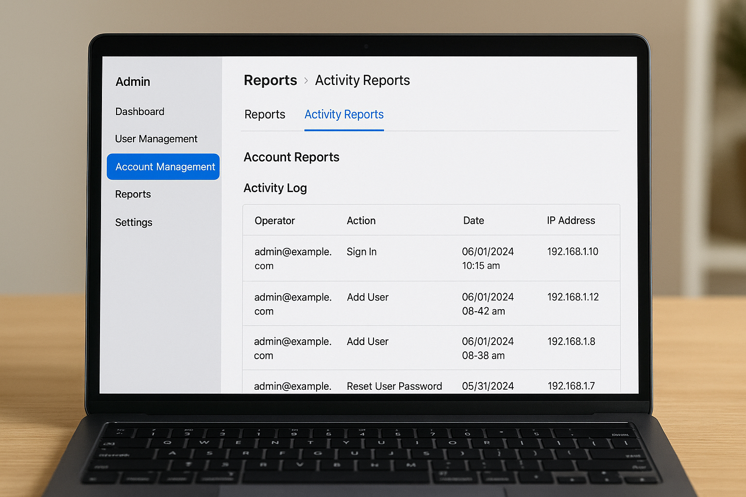 Navigate to the activity log