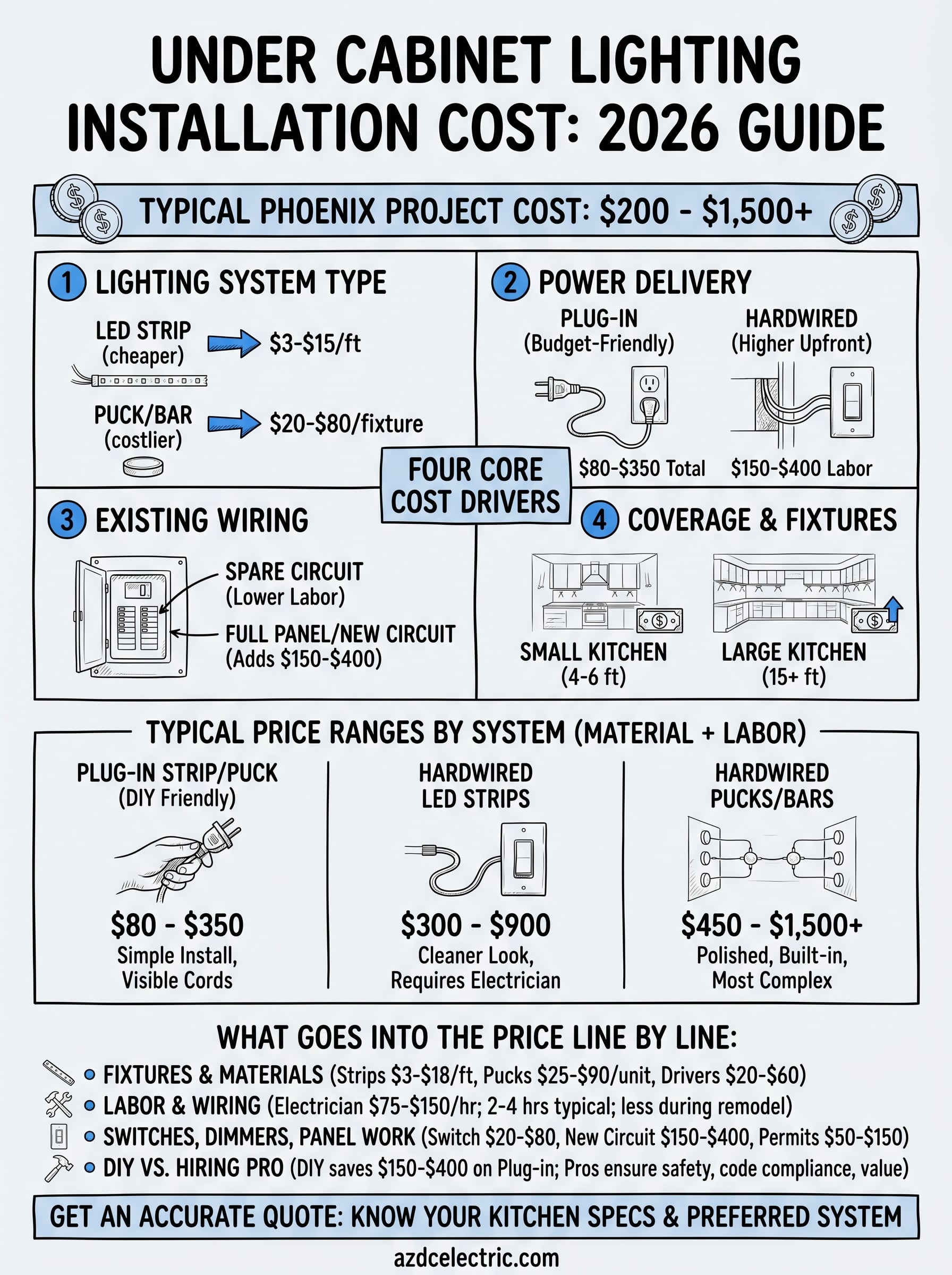 under cabinet lighting installation cost infographic