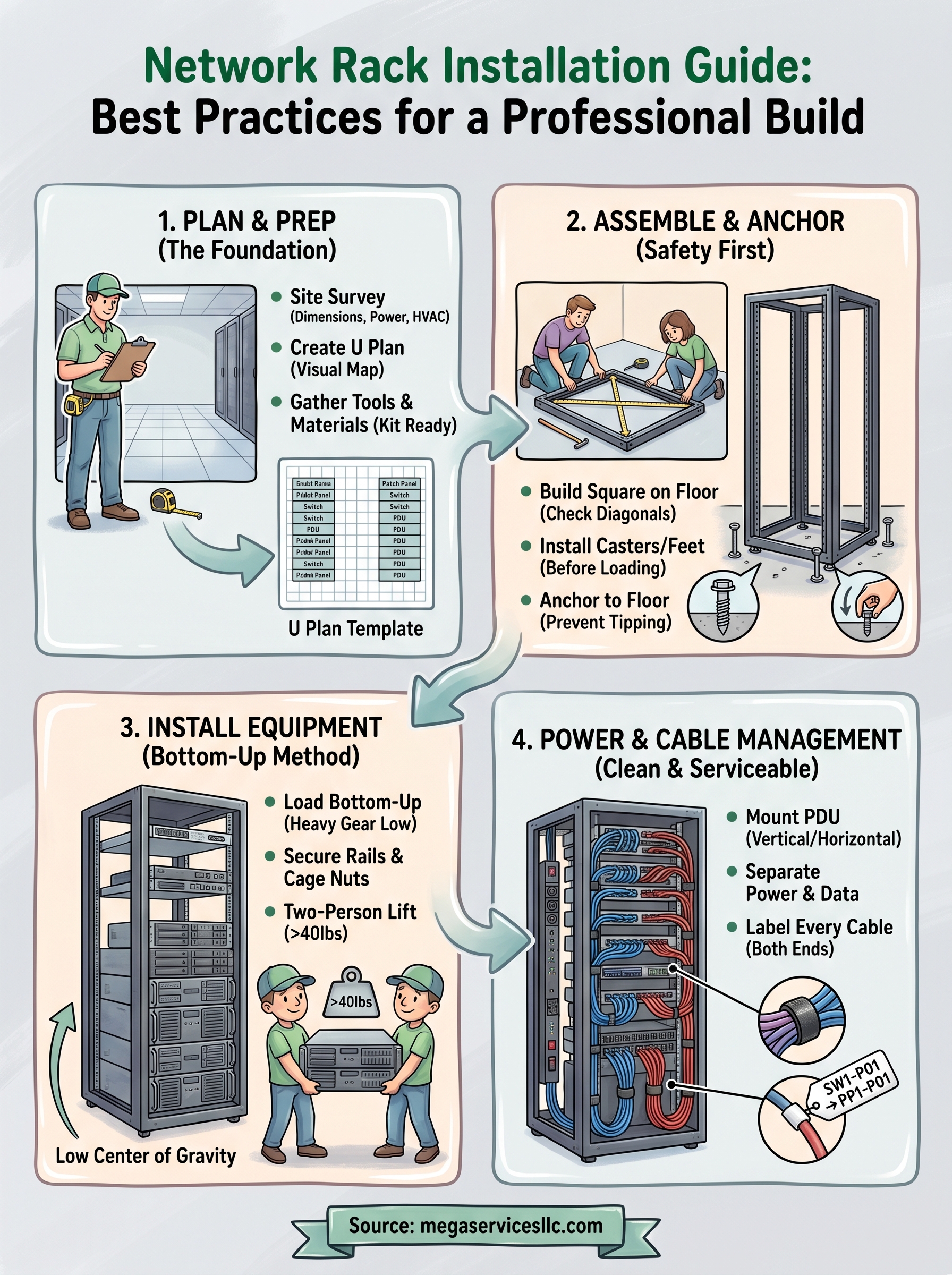 network rack installation guide infographic