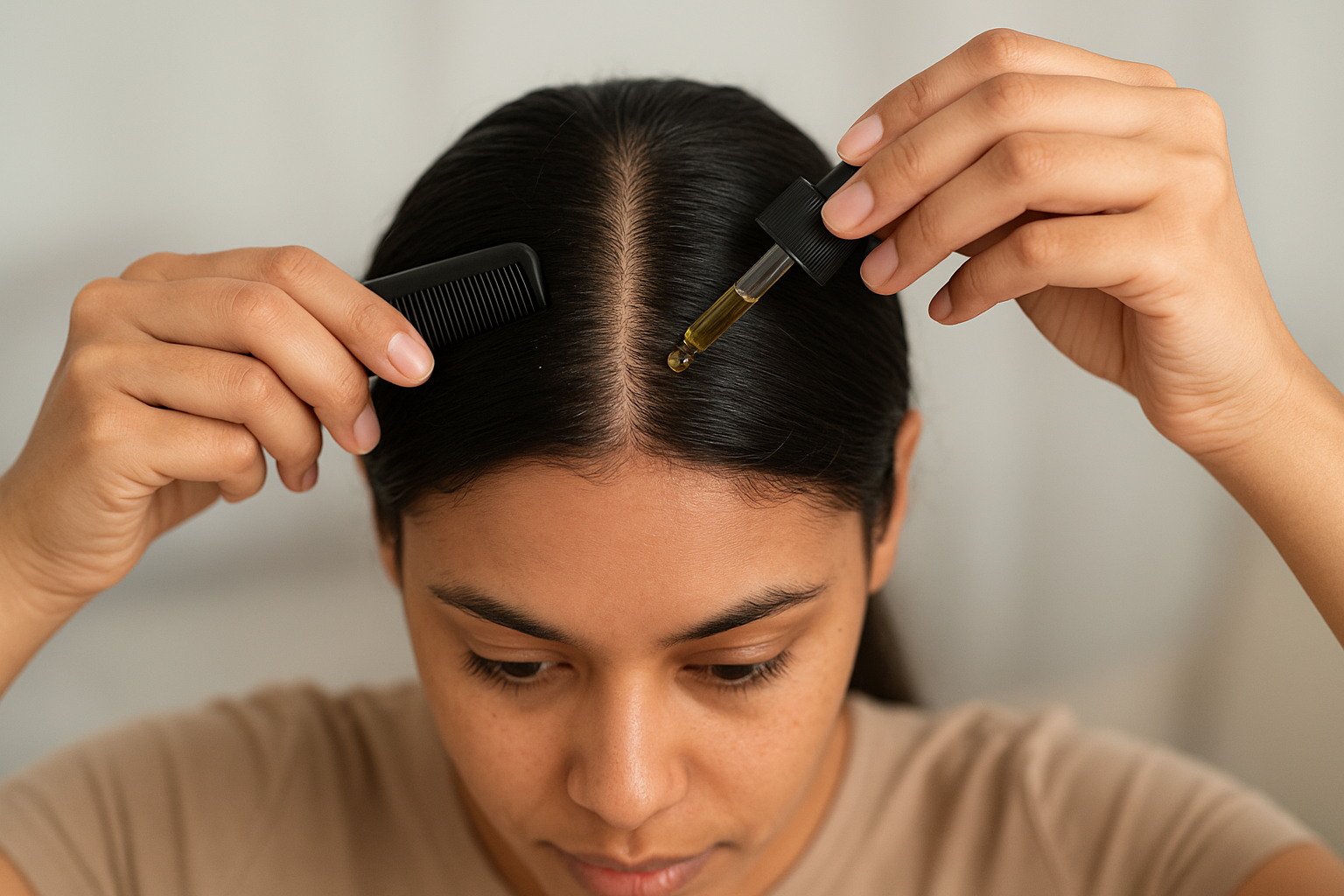 Part your hair and apply section by section