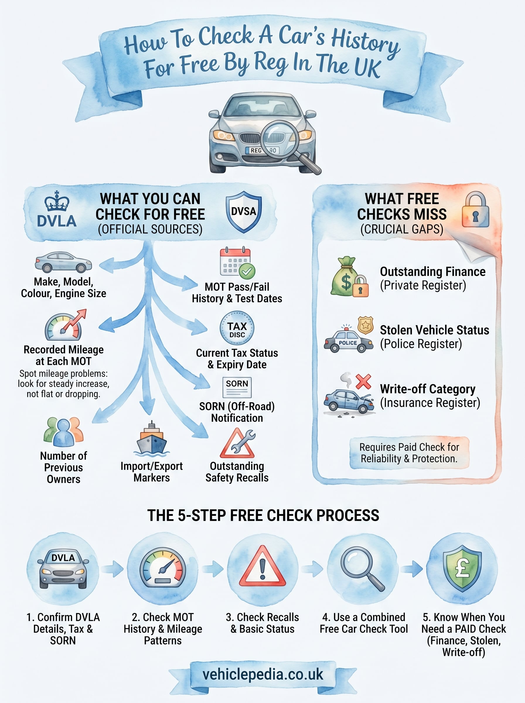 how to check a car's history for free infographic