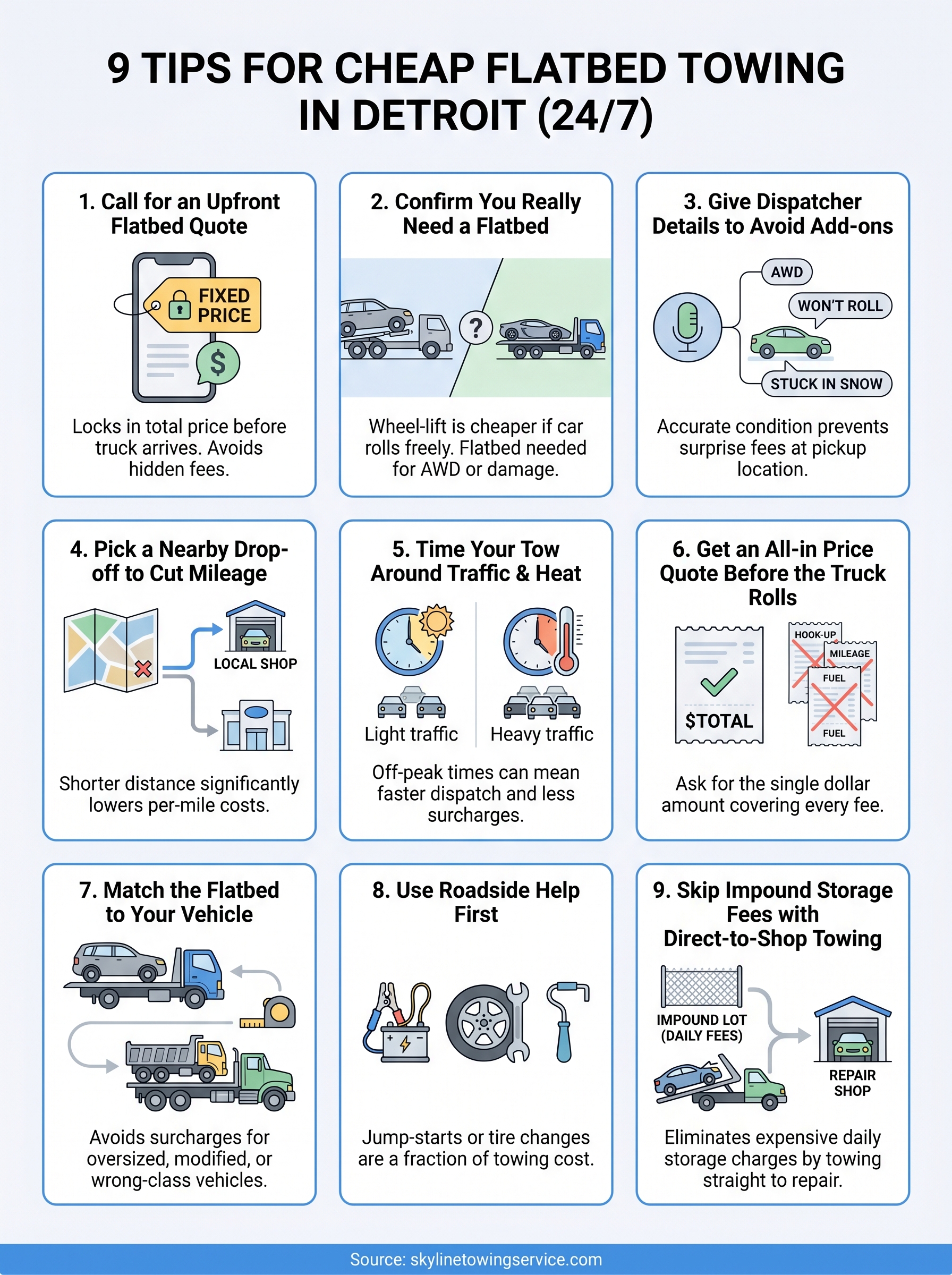 cheap flatbed towing near me infographic